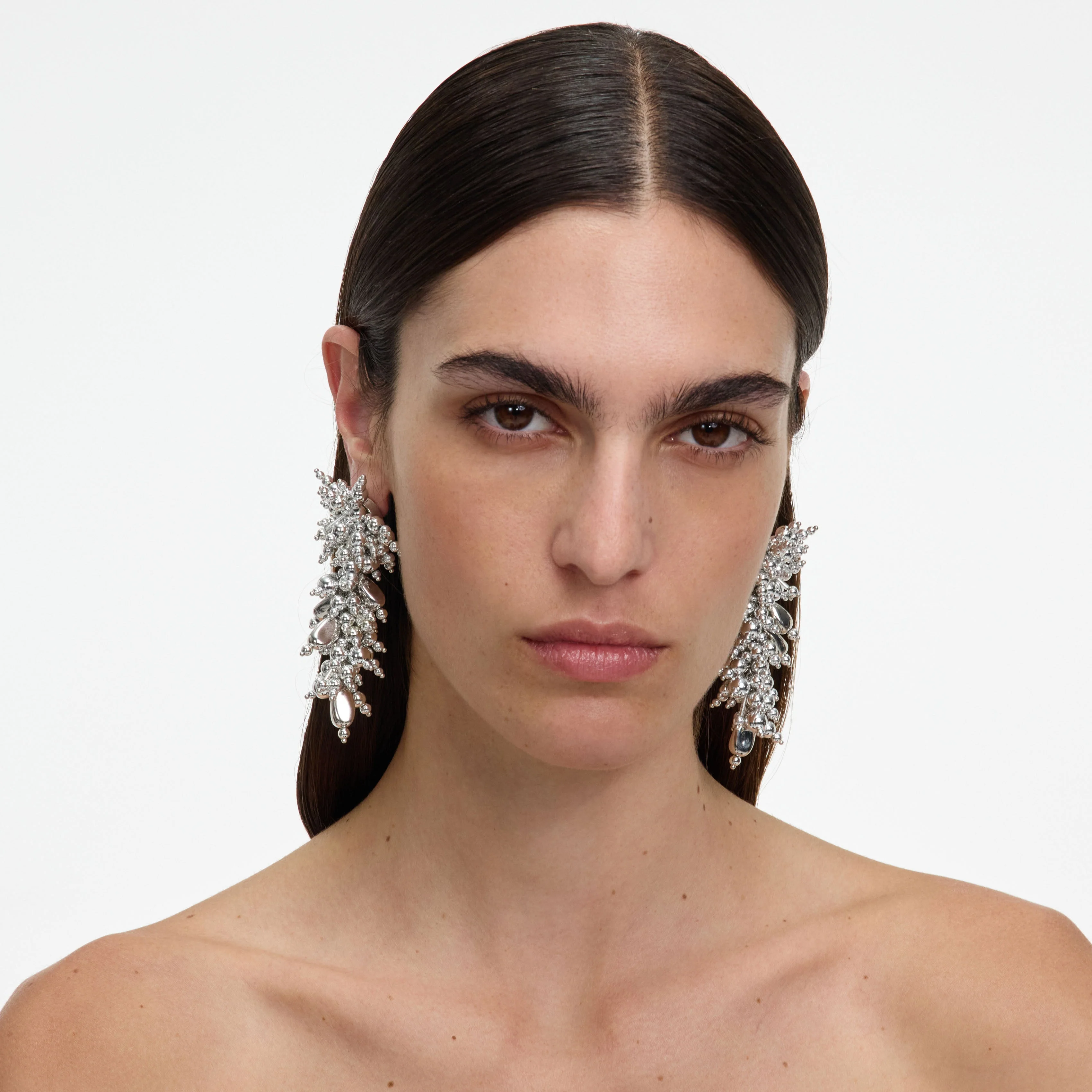 Silver Beaded Dangle Earring - Image 4