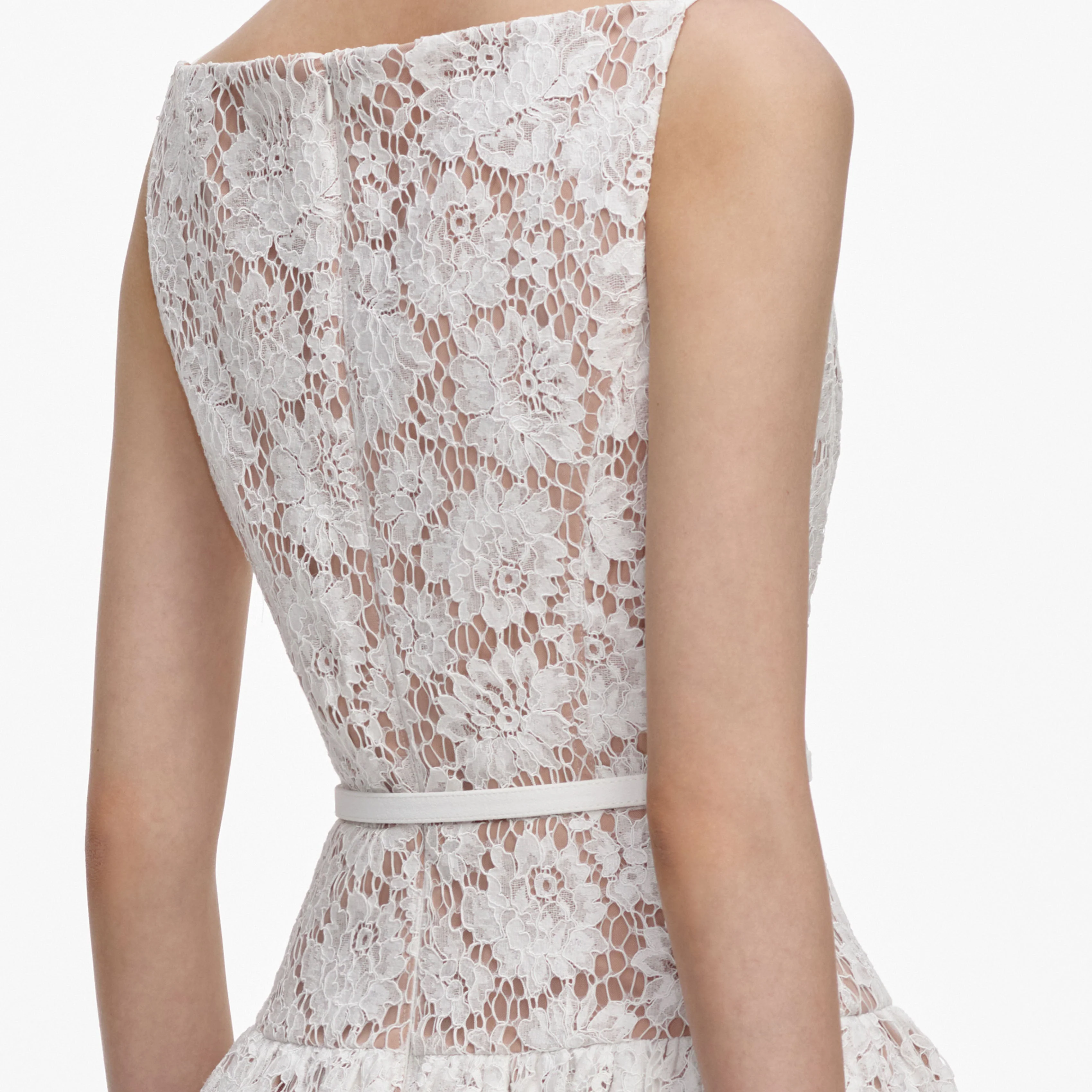 White Lace Flared Midi Dress - Image 5