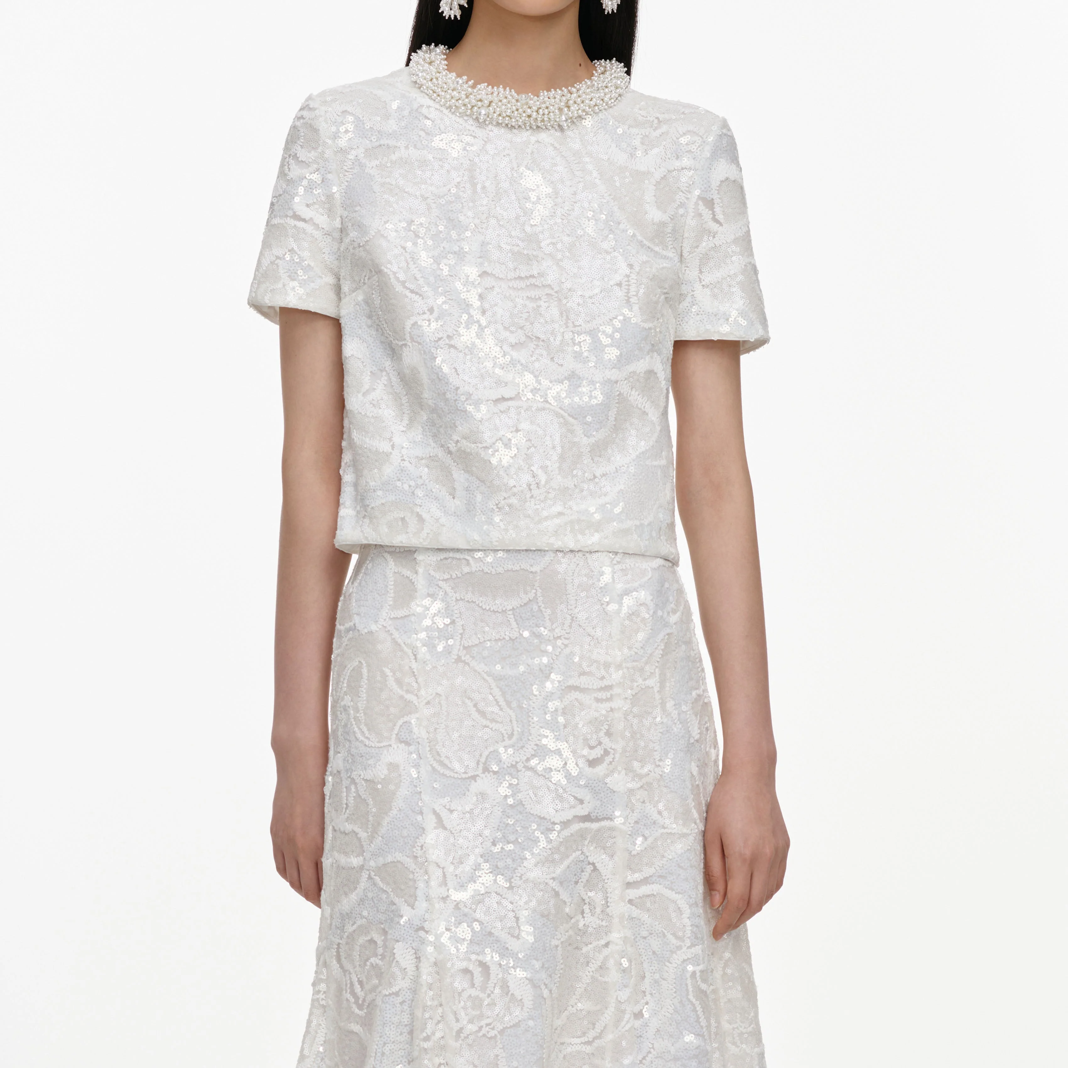 White Sequin Lace Top - Image 4