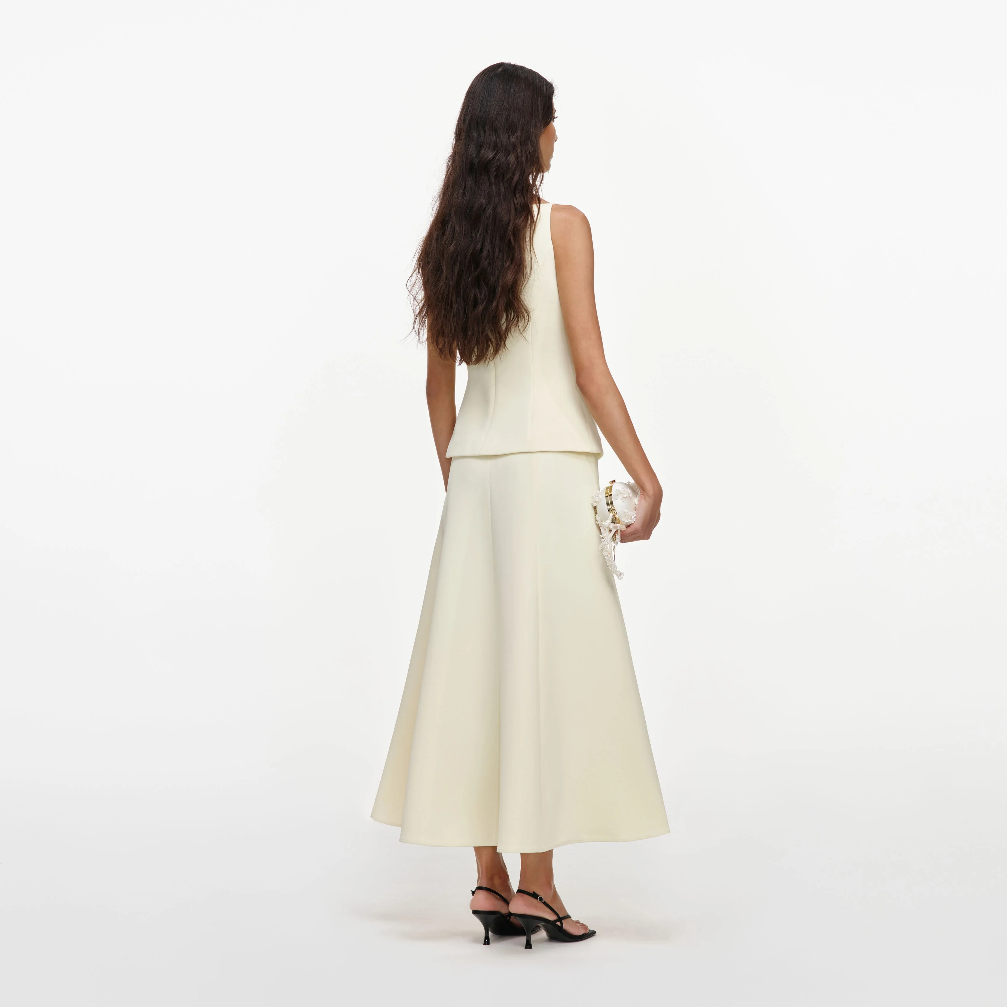 Yellow Crepe Peplum Midi Dress - Image 3