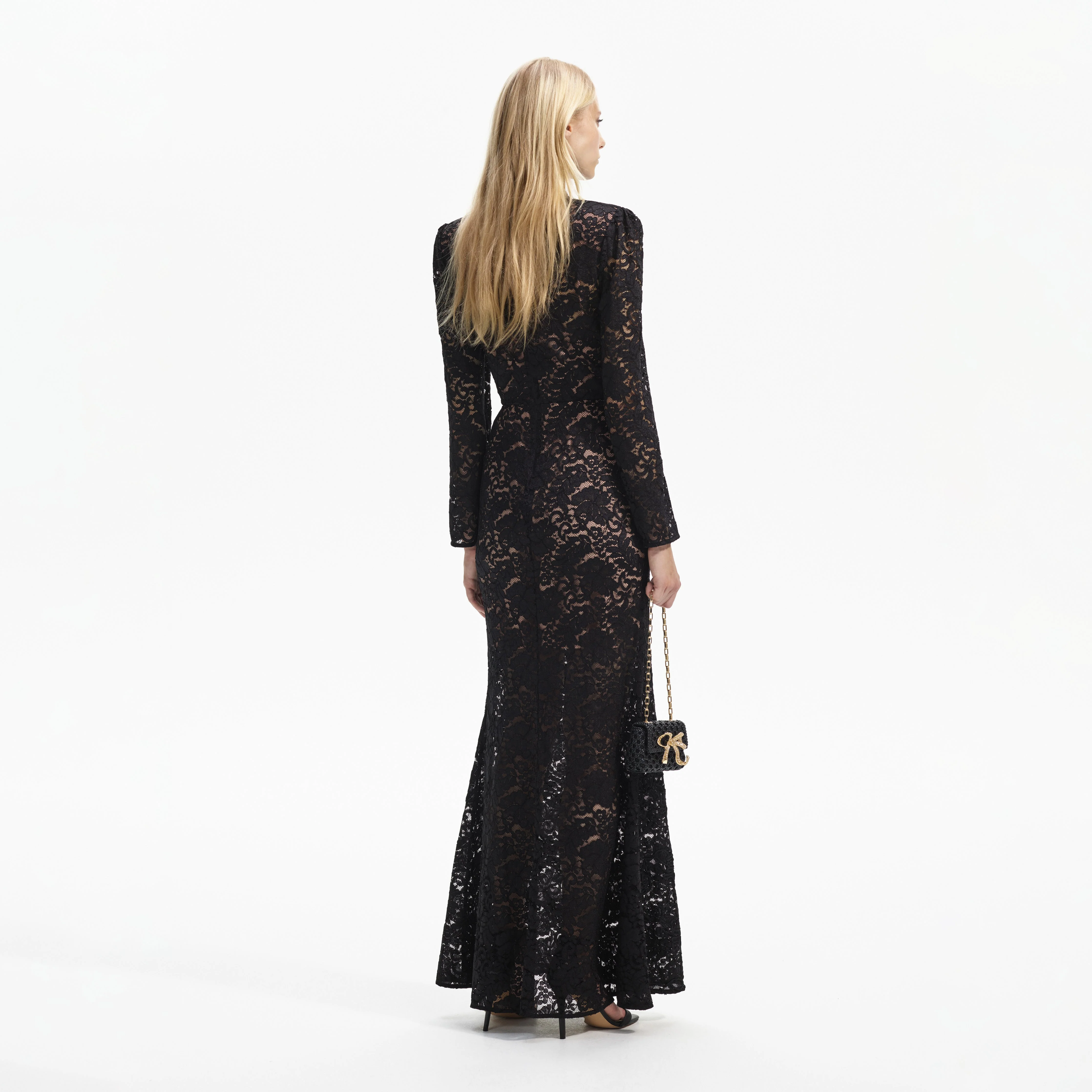 Black Cord Lace Maxi Dress - Image 3