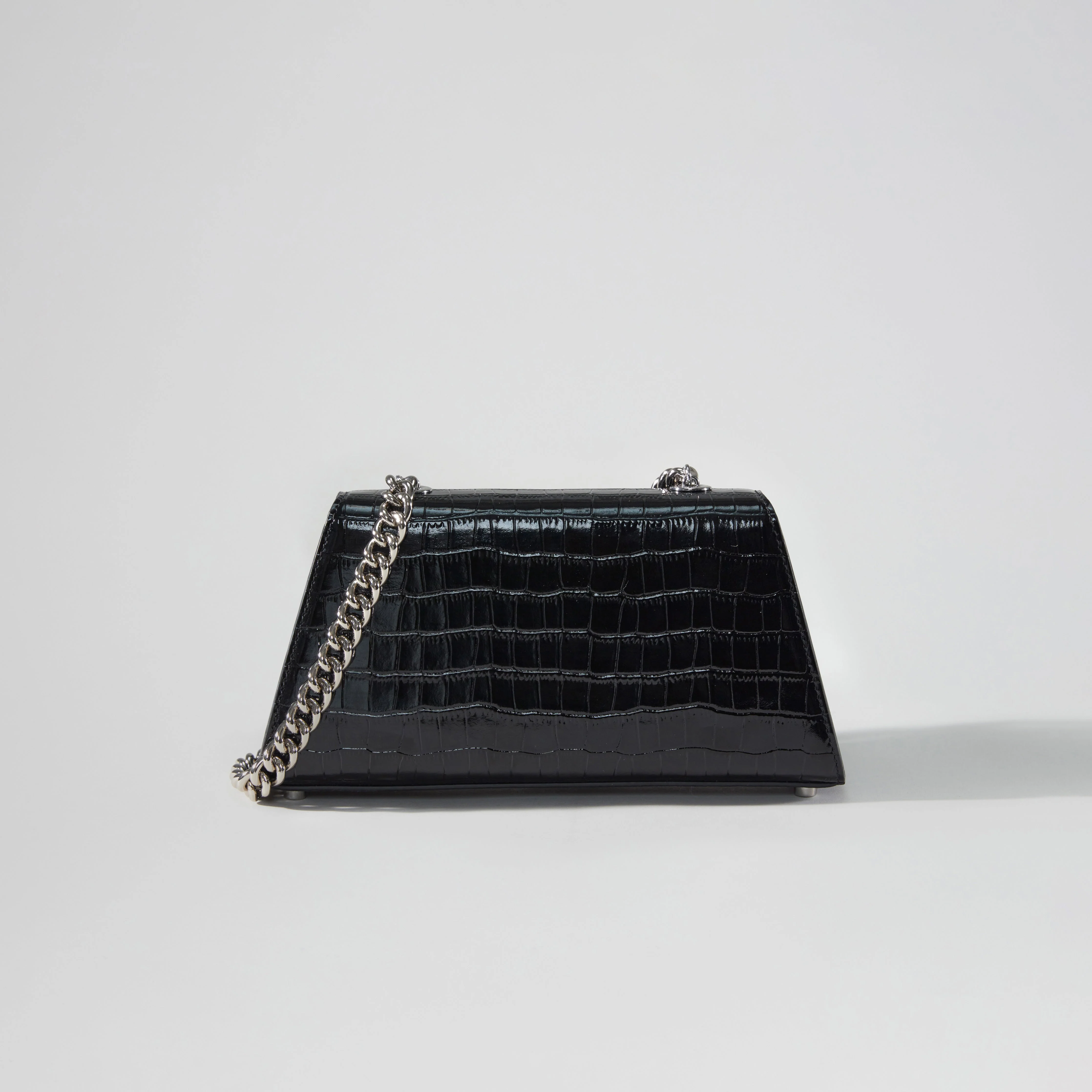 Black Croc Bow Mini Shoulder Bag - Image 3
