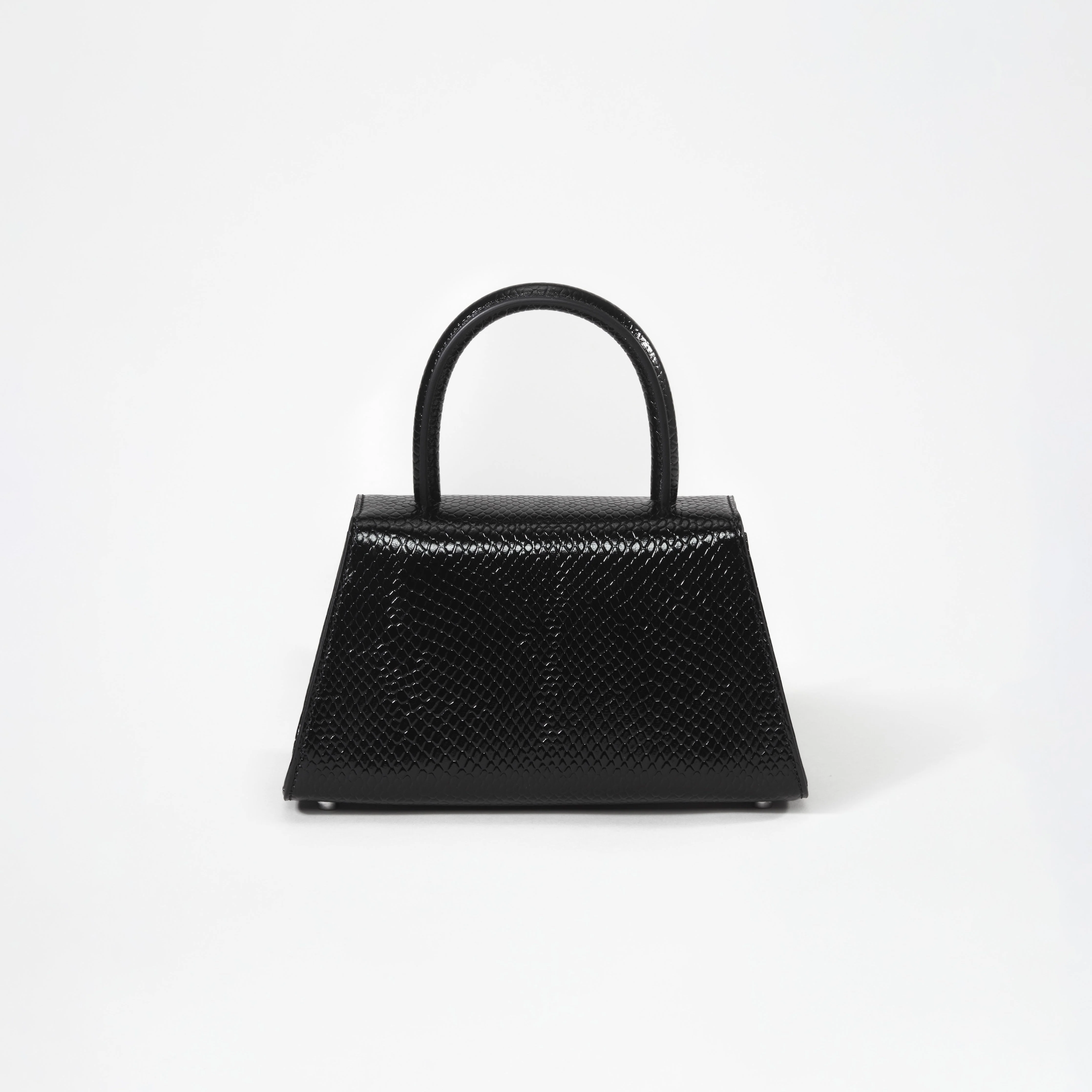 Black Python Diamante Bow Mini Bag - Image 3