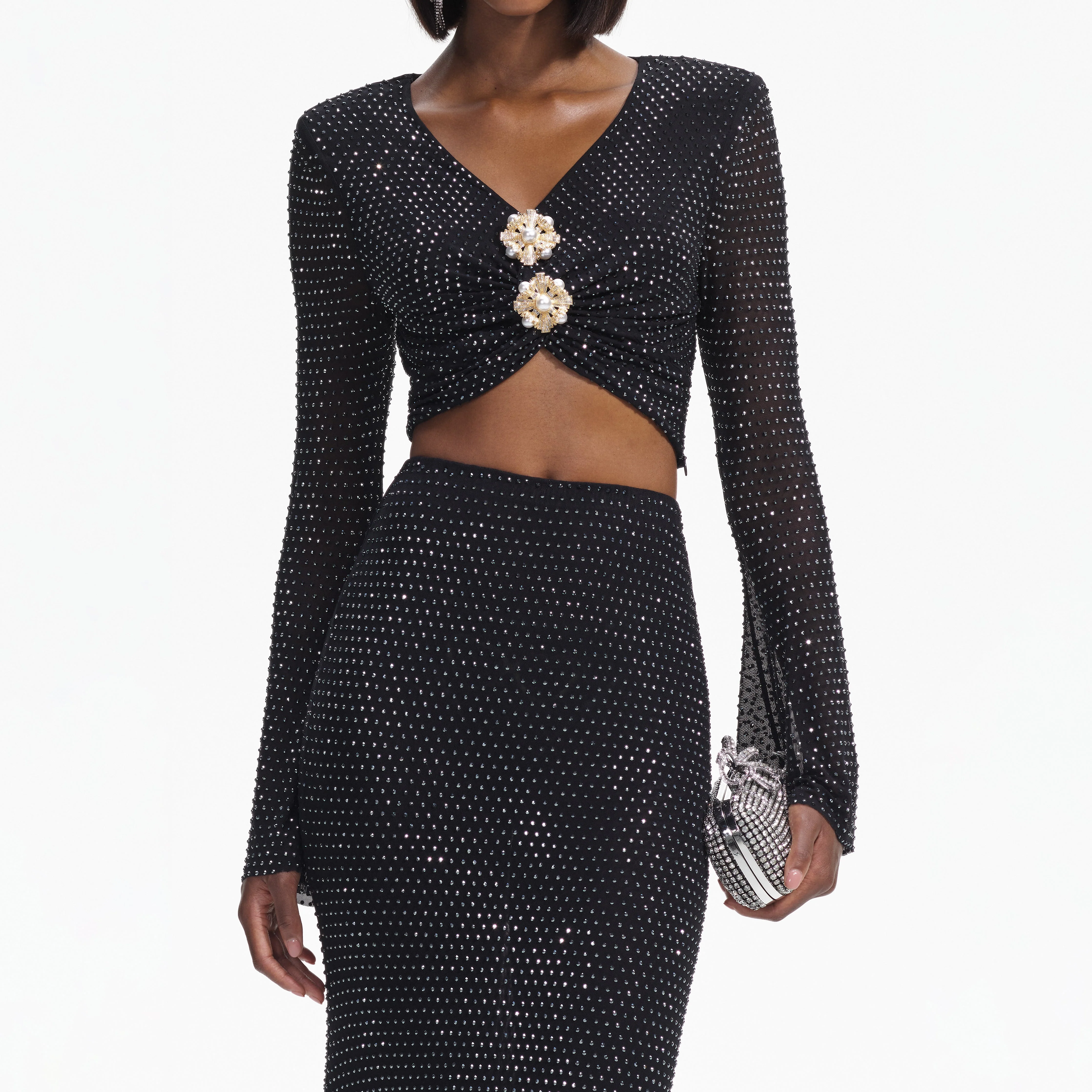 Black Rhinestone Maxi Skirt - Image 4