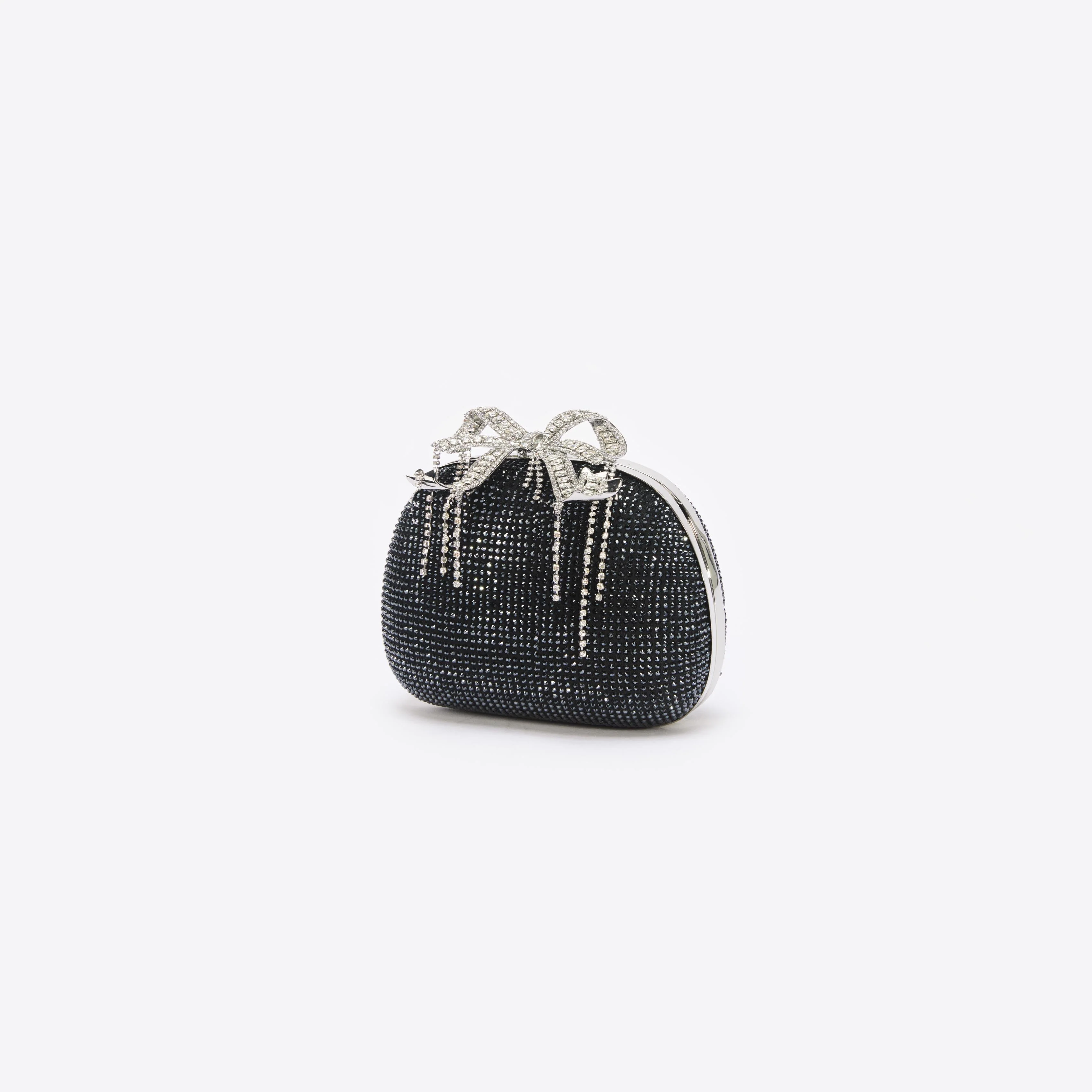 Black Satin Rhinestone Clutch Bag - Image 2