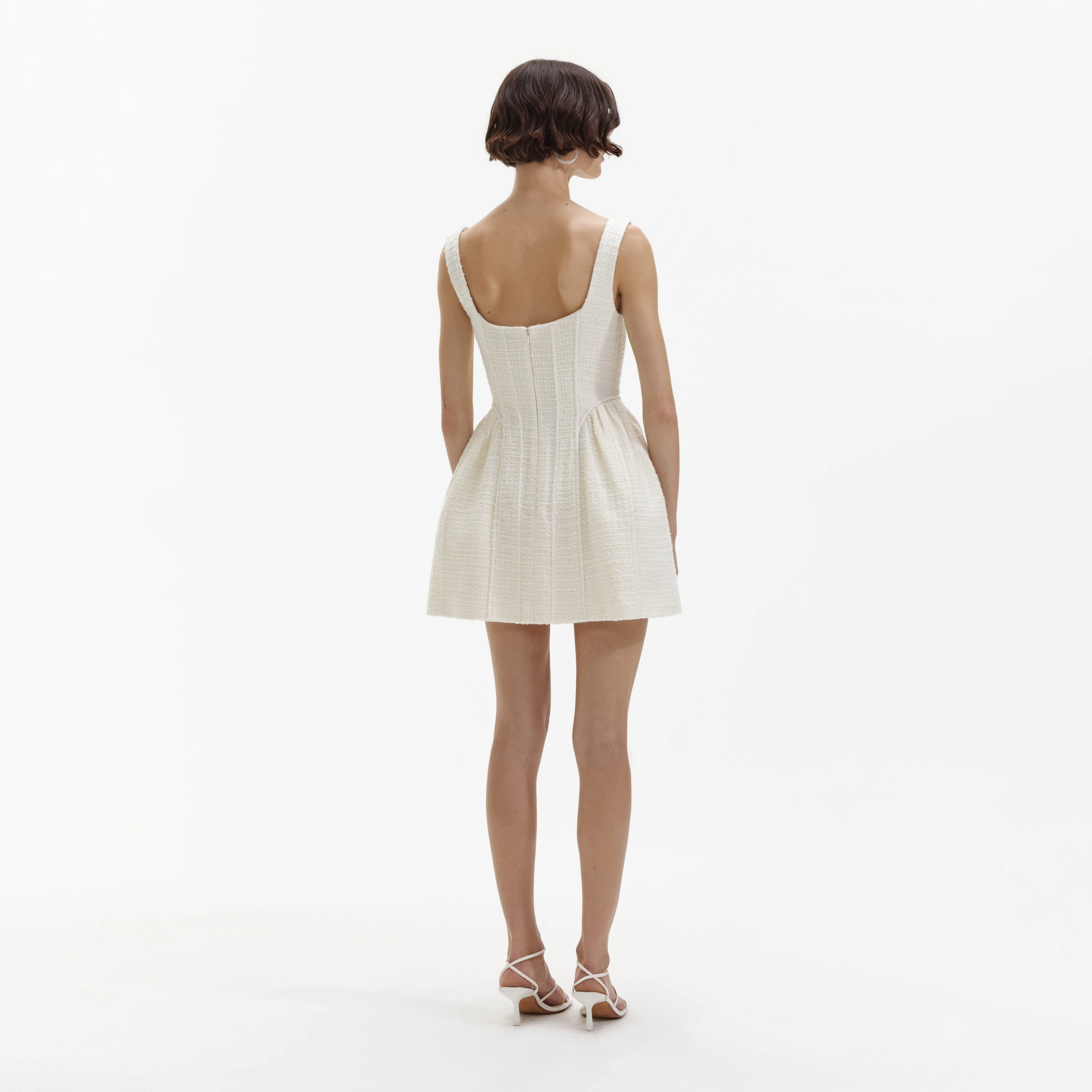 Cream Boucle Mini Dress - Image 3