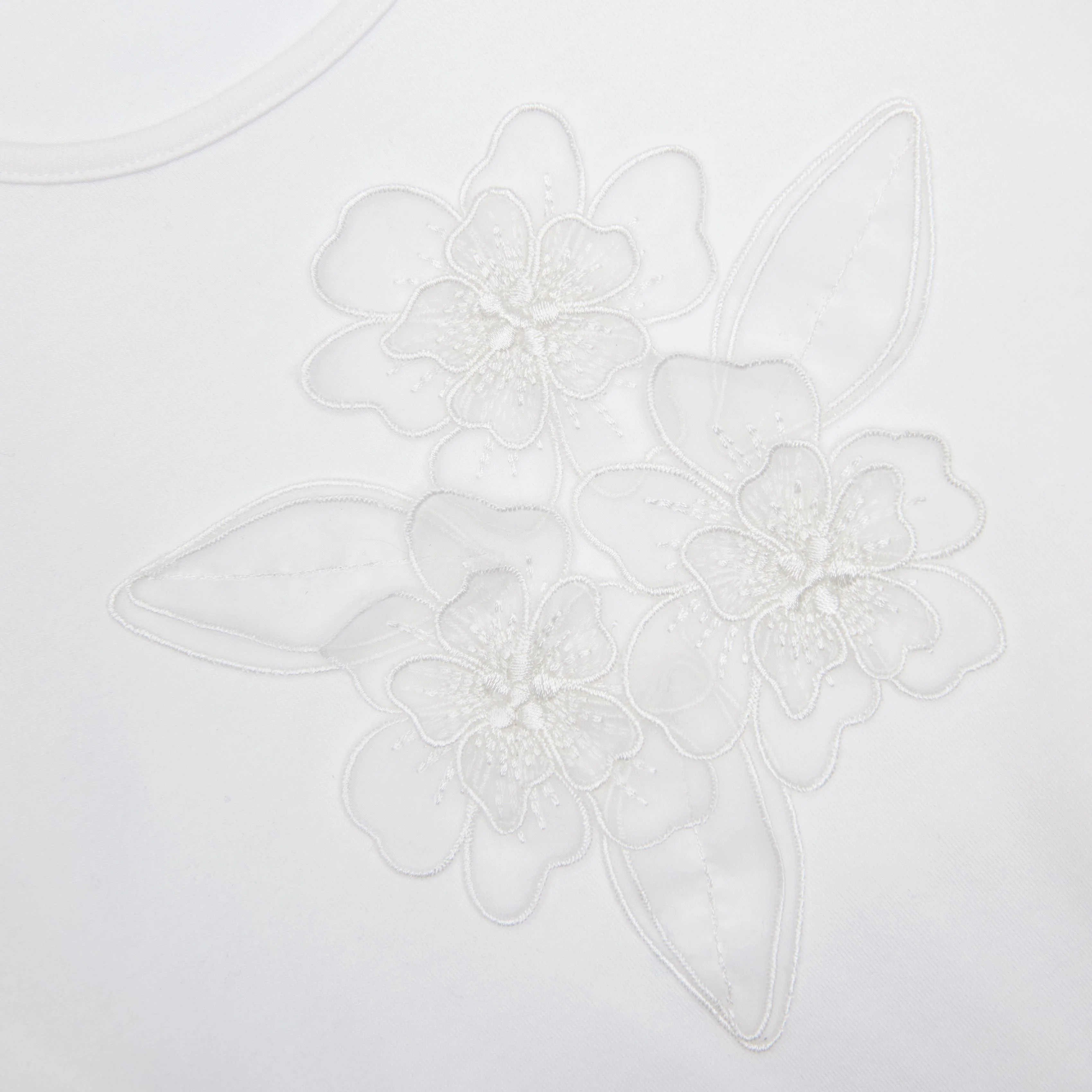 Cream Jersey Flower T-Shirt - Image 3