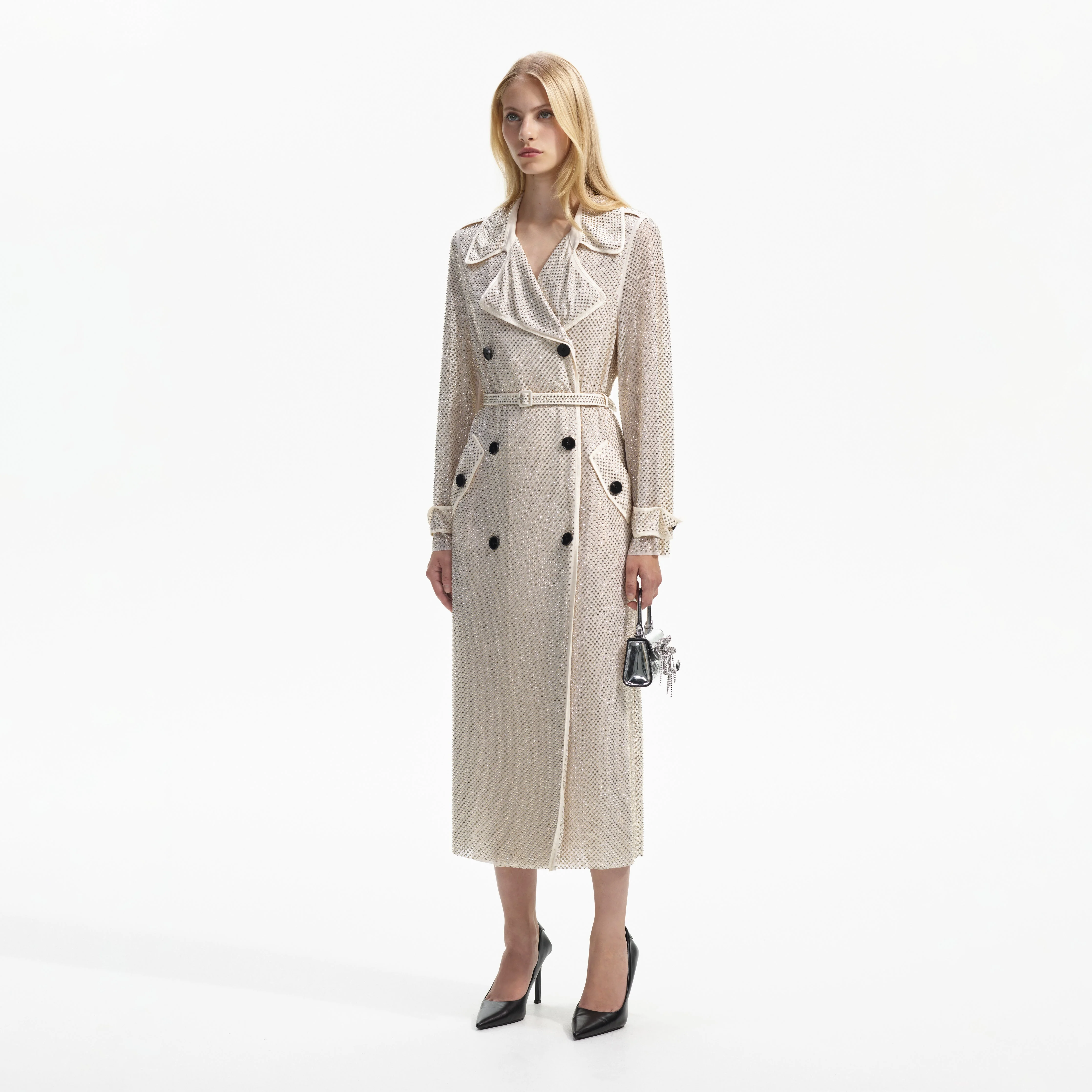 Cream Rhinestone Trench - Image 2