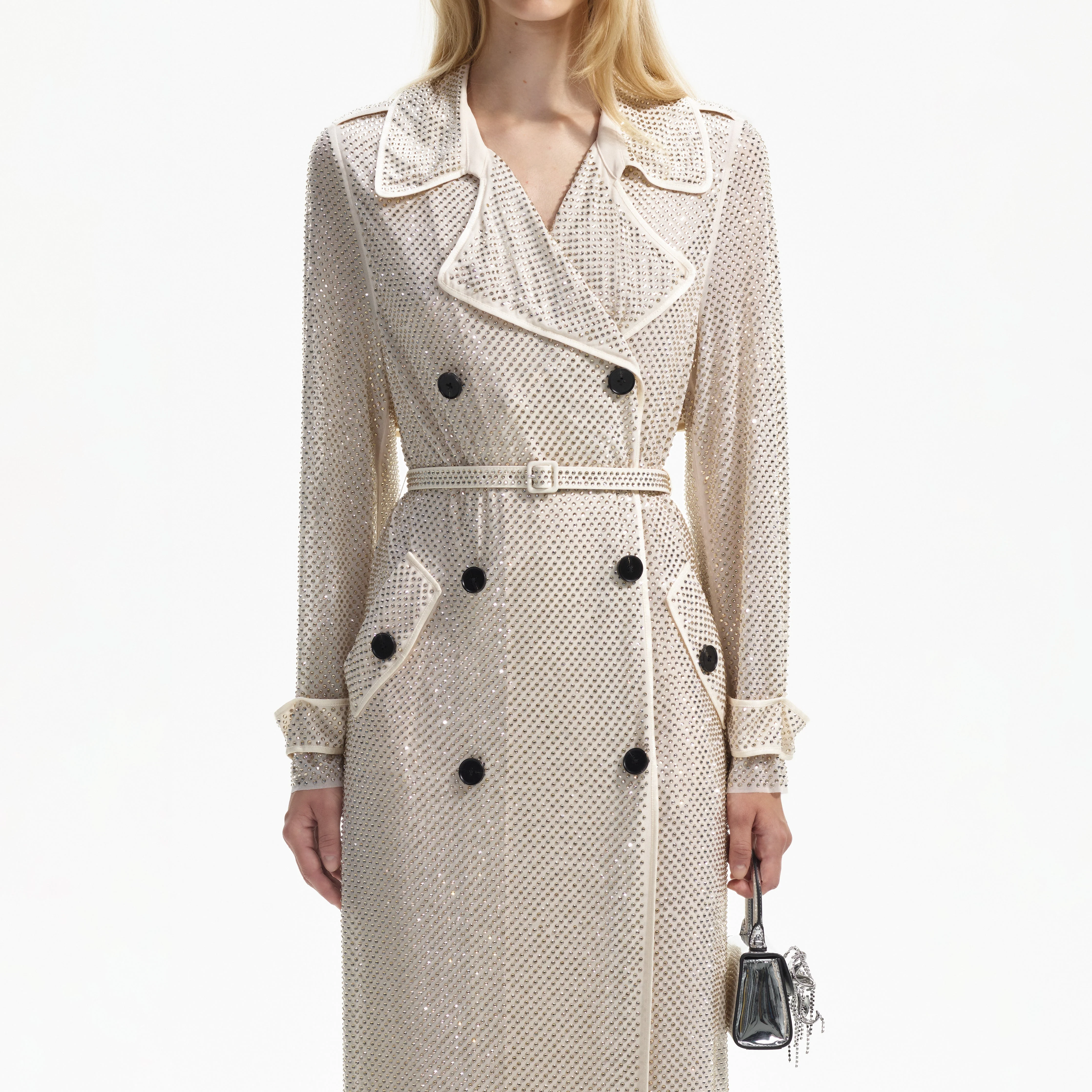 Cream Rhinestone Trench - Image 4