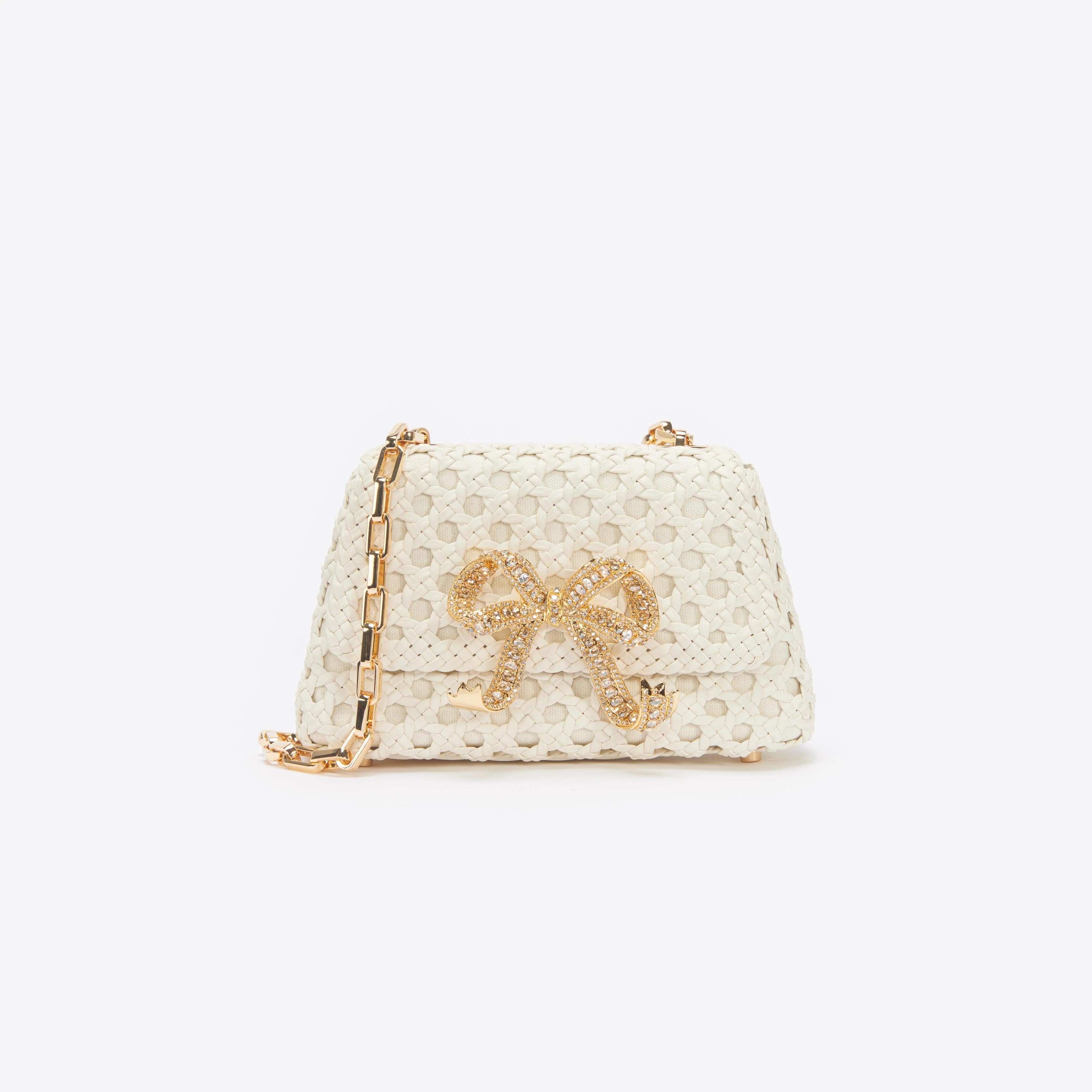 Cream Woven Leather Bag