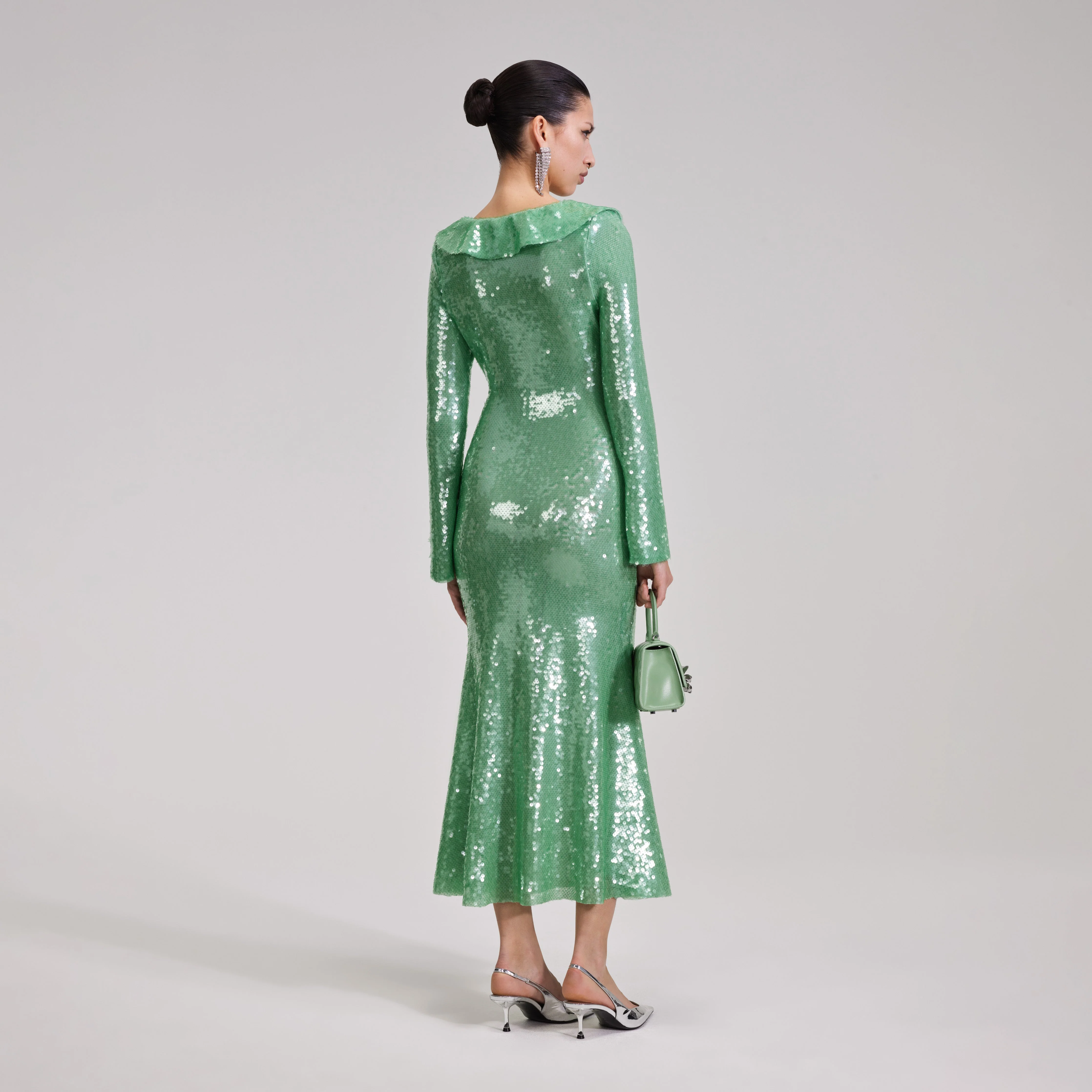 Green Sequin Midi Dress - Image 3