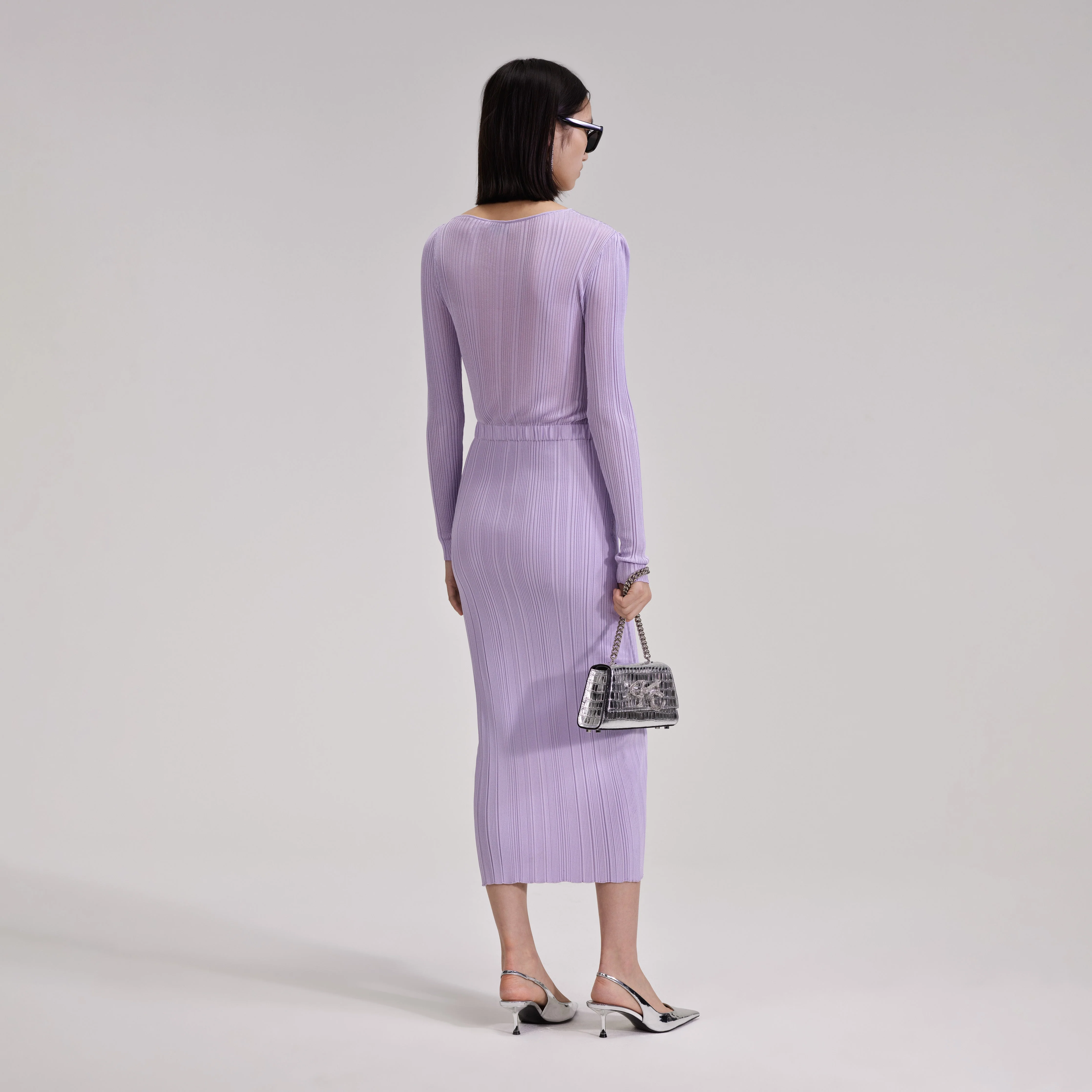 Lilac Knit Midi Dress - Image 3