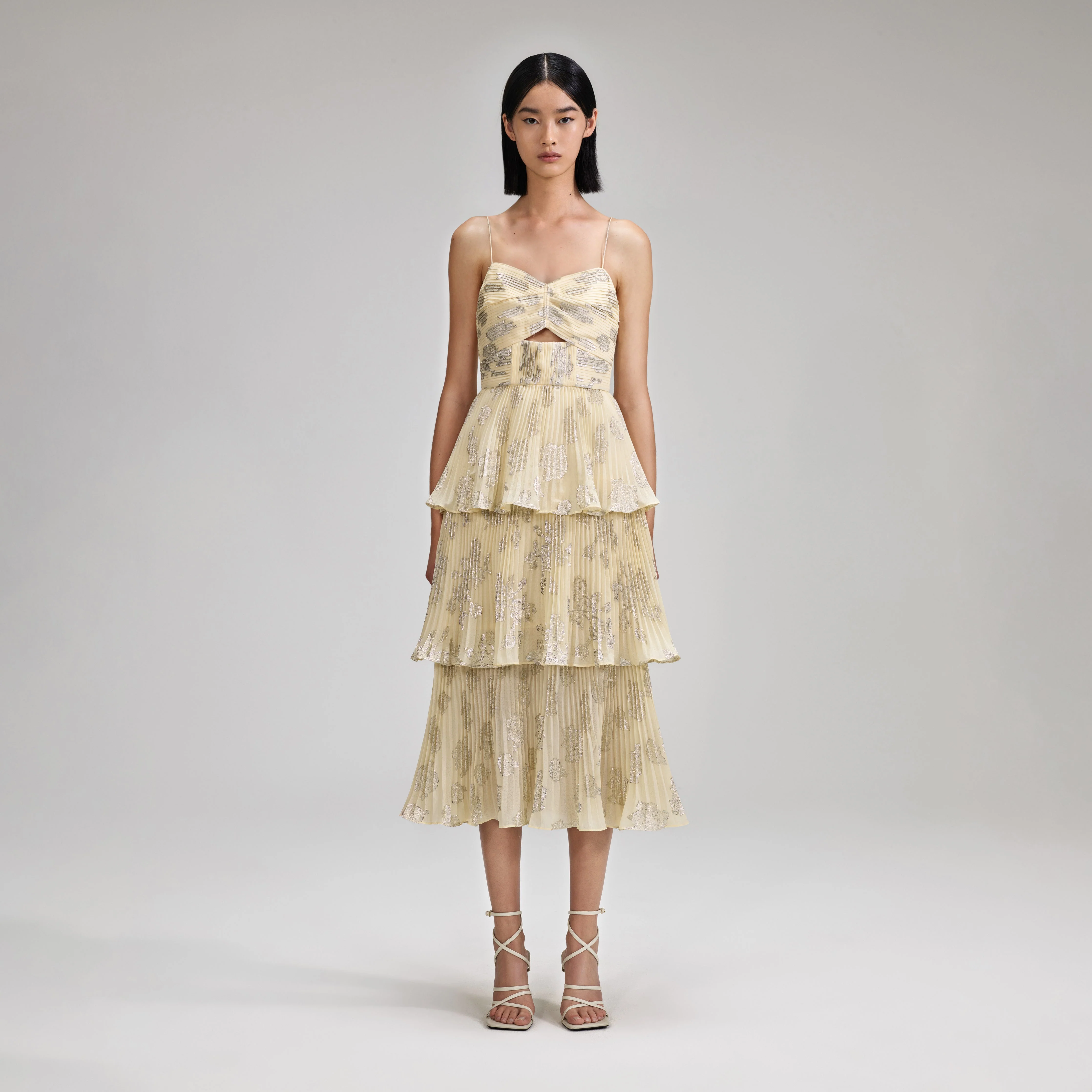Metallic Jacquard Midi Dress