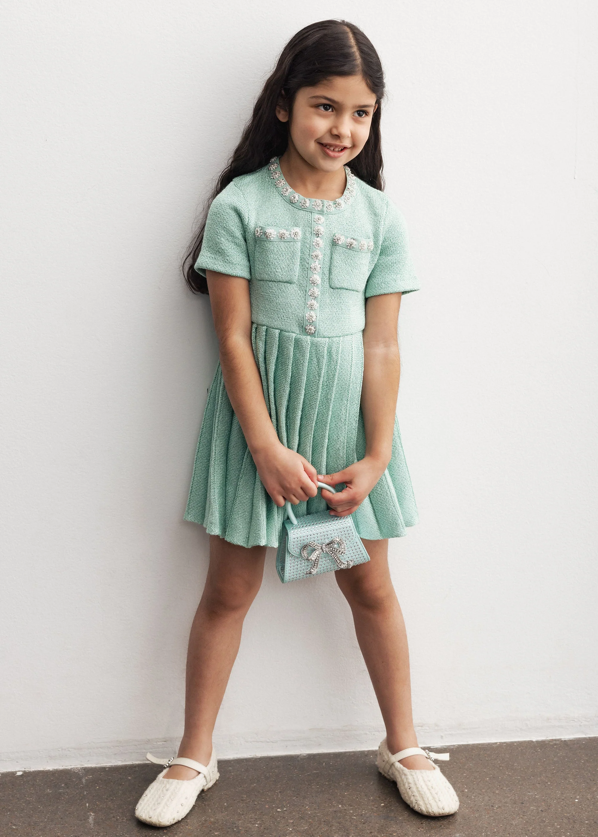 Mint Sequin Knit Dress - Image 4