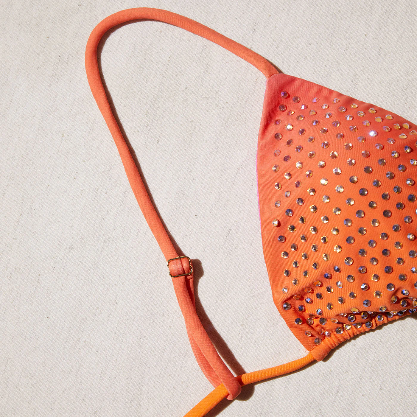 Orange Rhinestone Triangle Bikini Top - Image 4