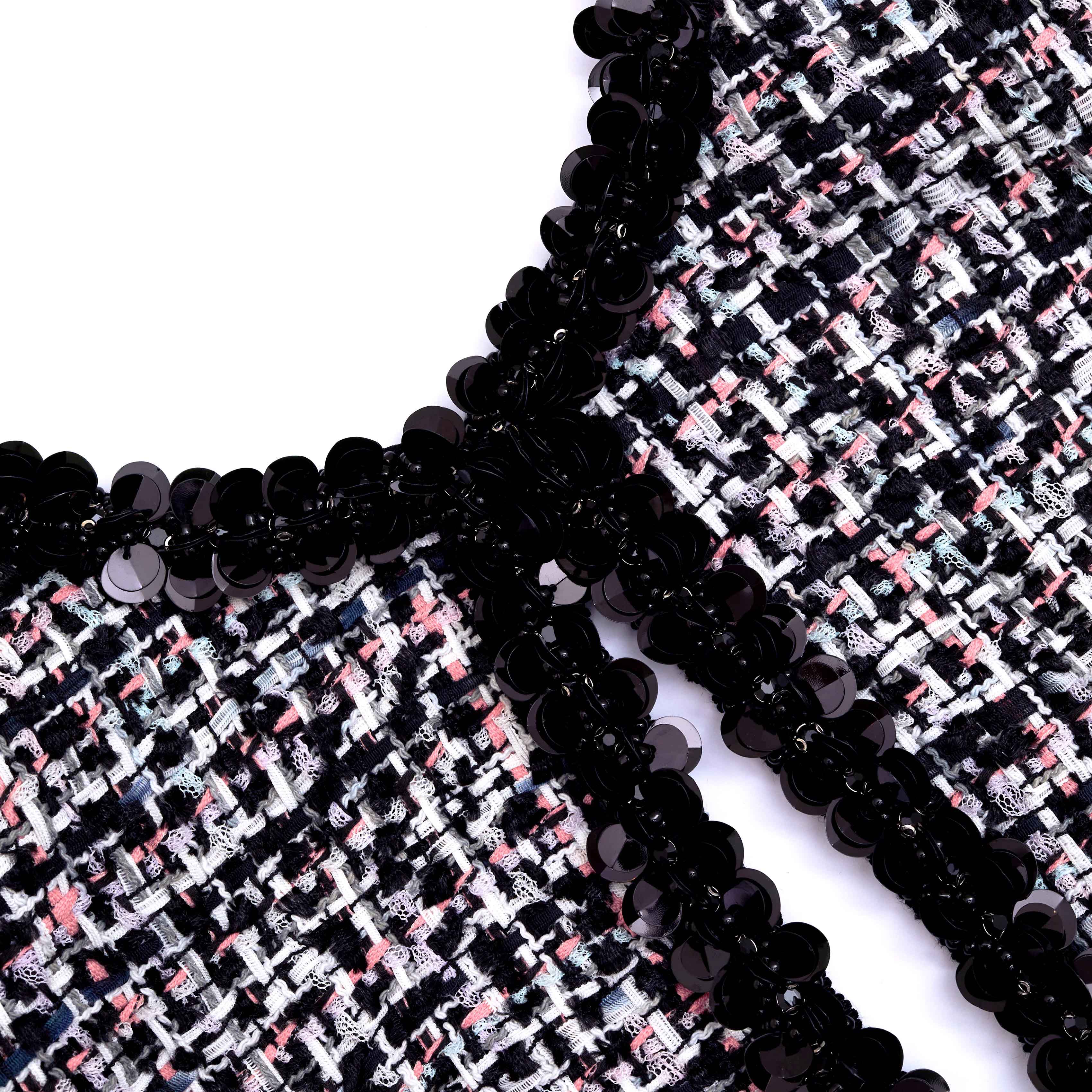 Black Boucle Embellished Mini Dress - Image 5
