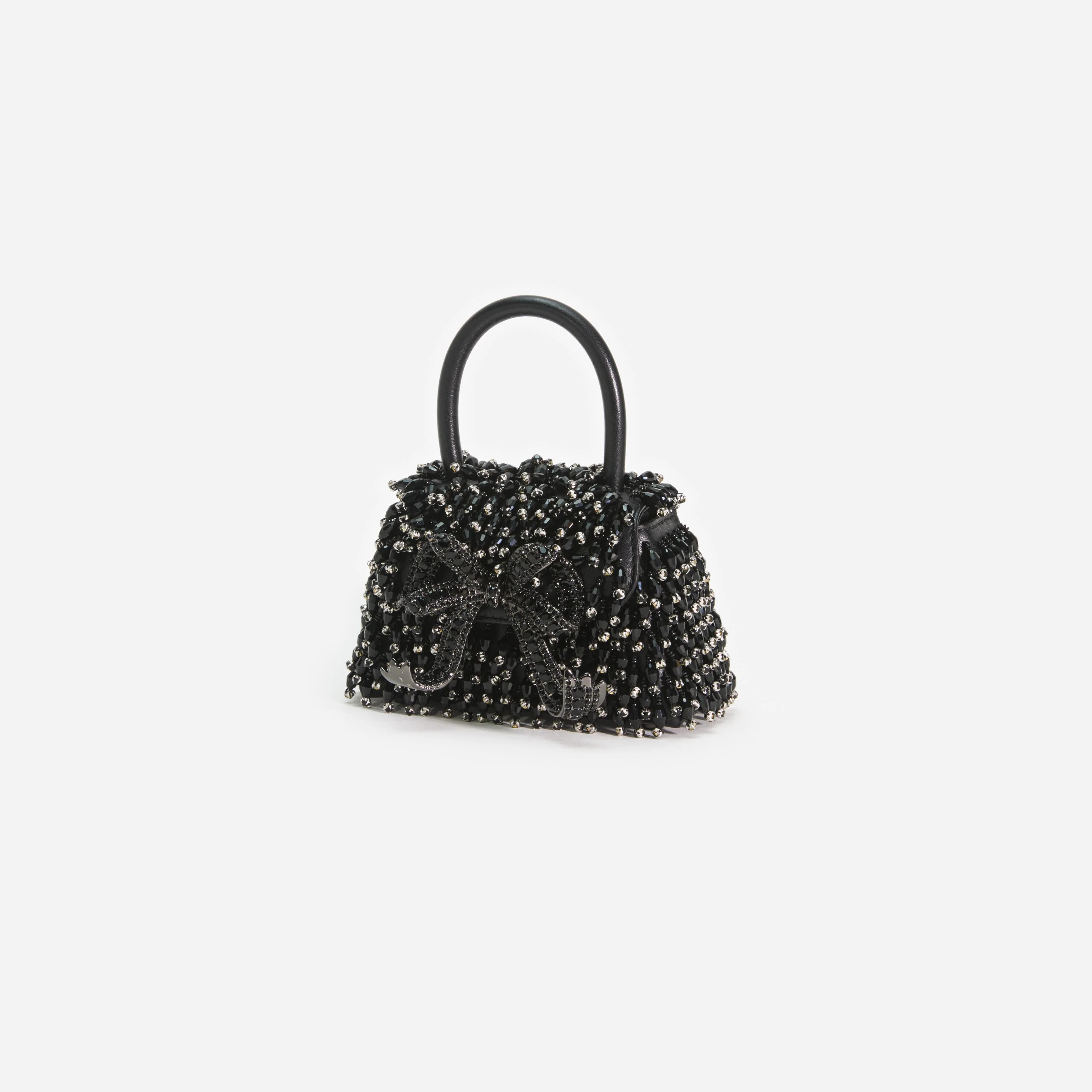 Black Embellished Micro Bow Bag - Image 2