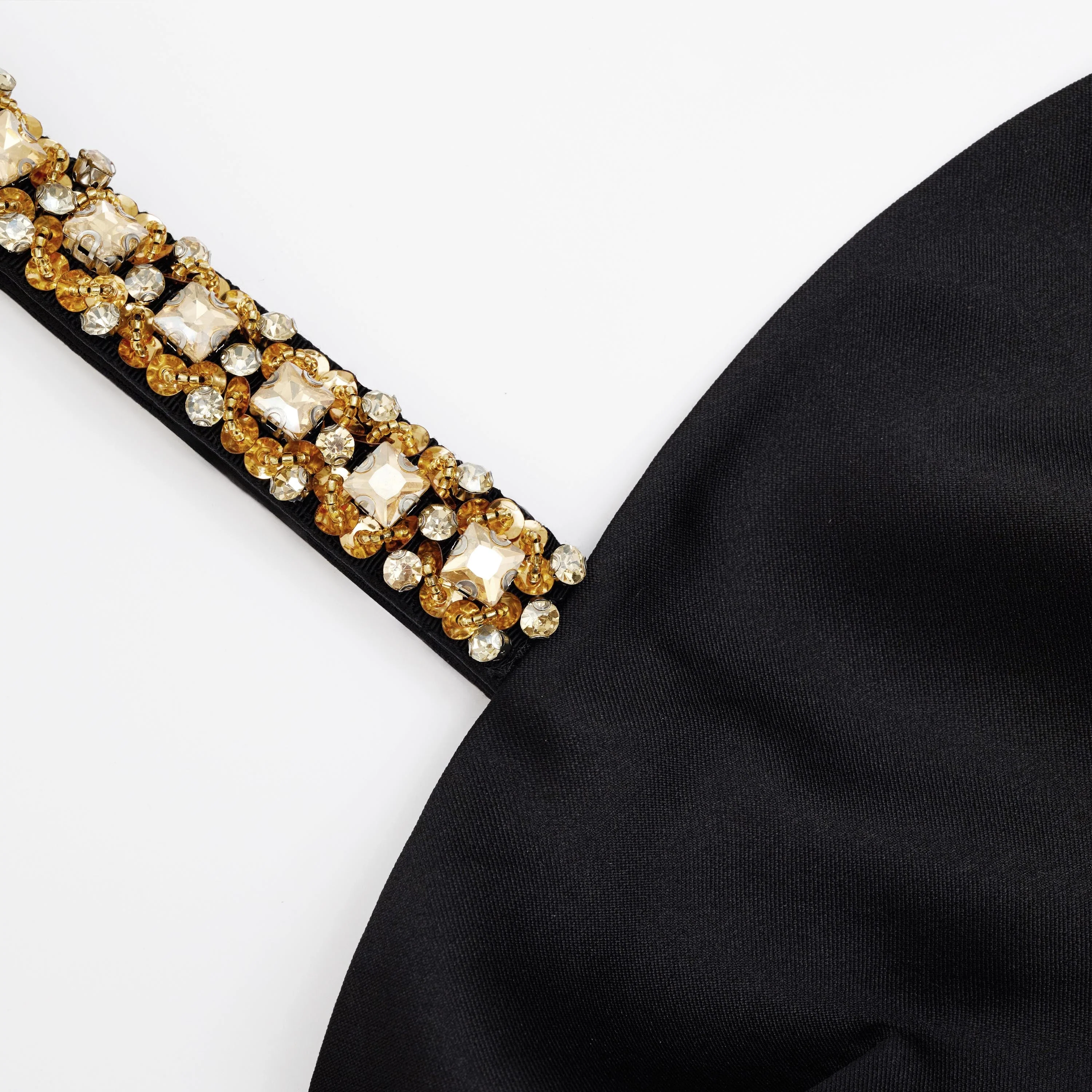 Black Taffeta Embellished Mini Dress - Image 5