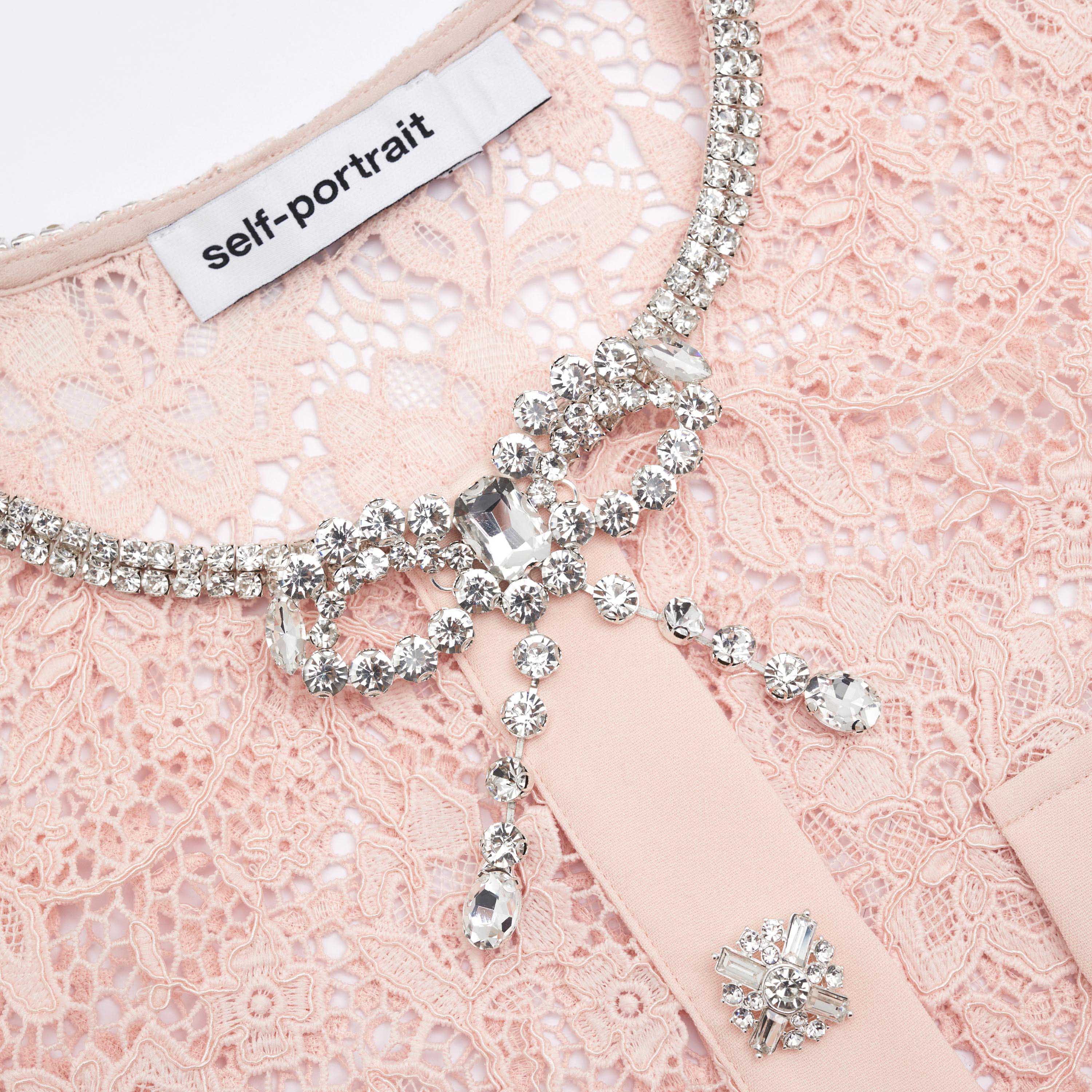 Pink Lace Diamante Bow Midi Dress - Image 5
