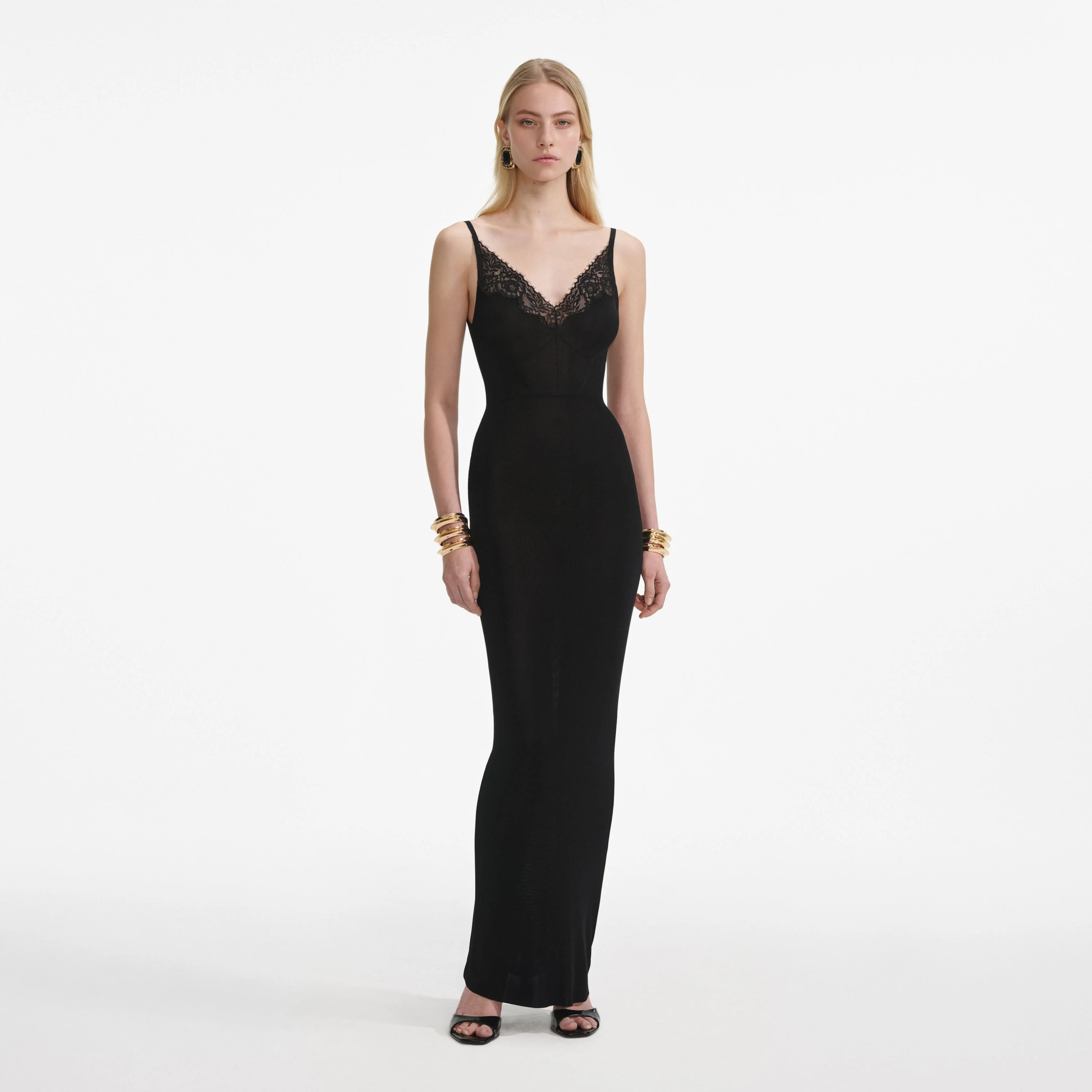 Black Viscose Knit Maxi Dress