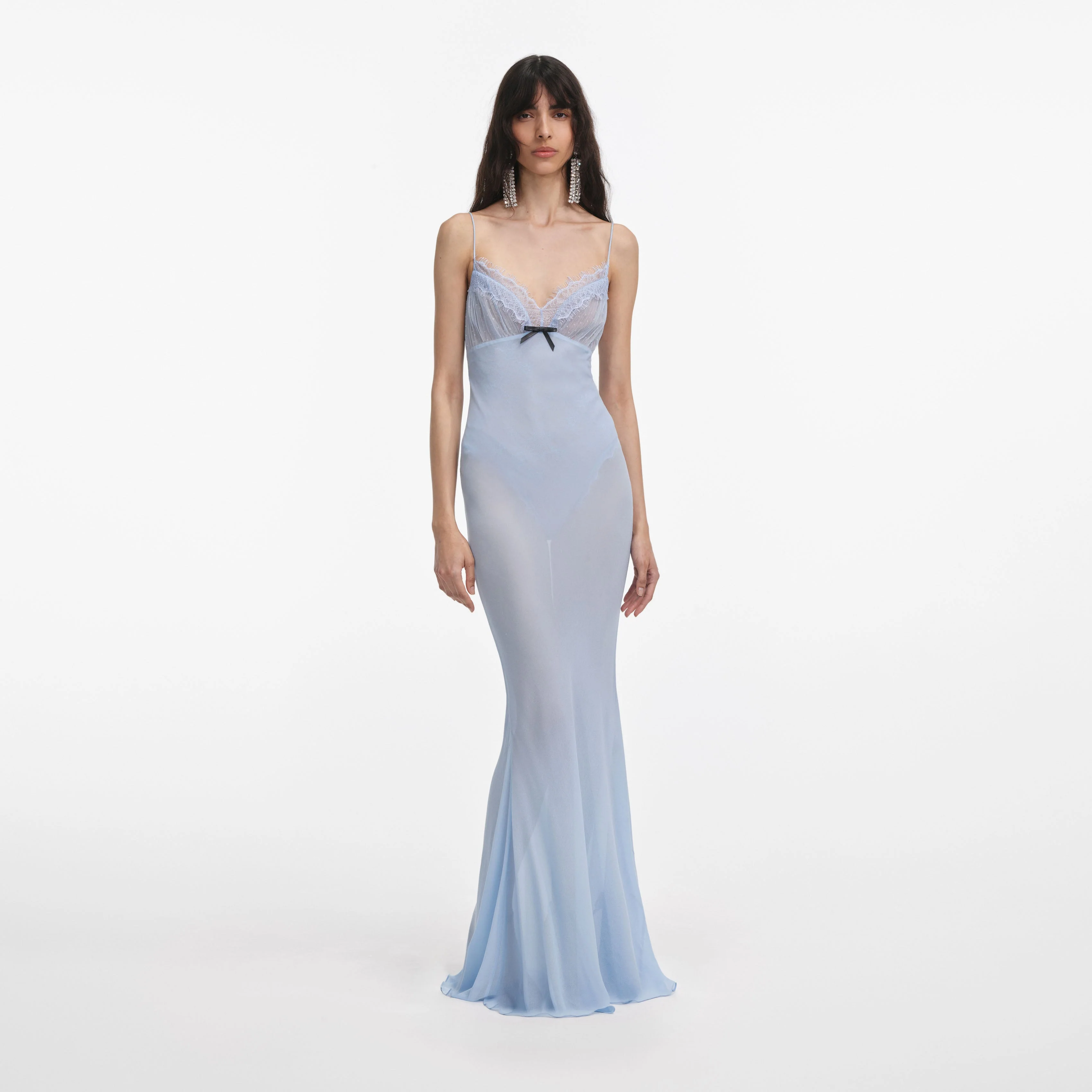 Blue Strappy Georgette Maxi Dress