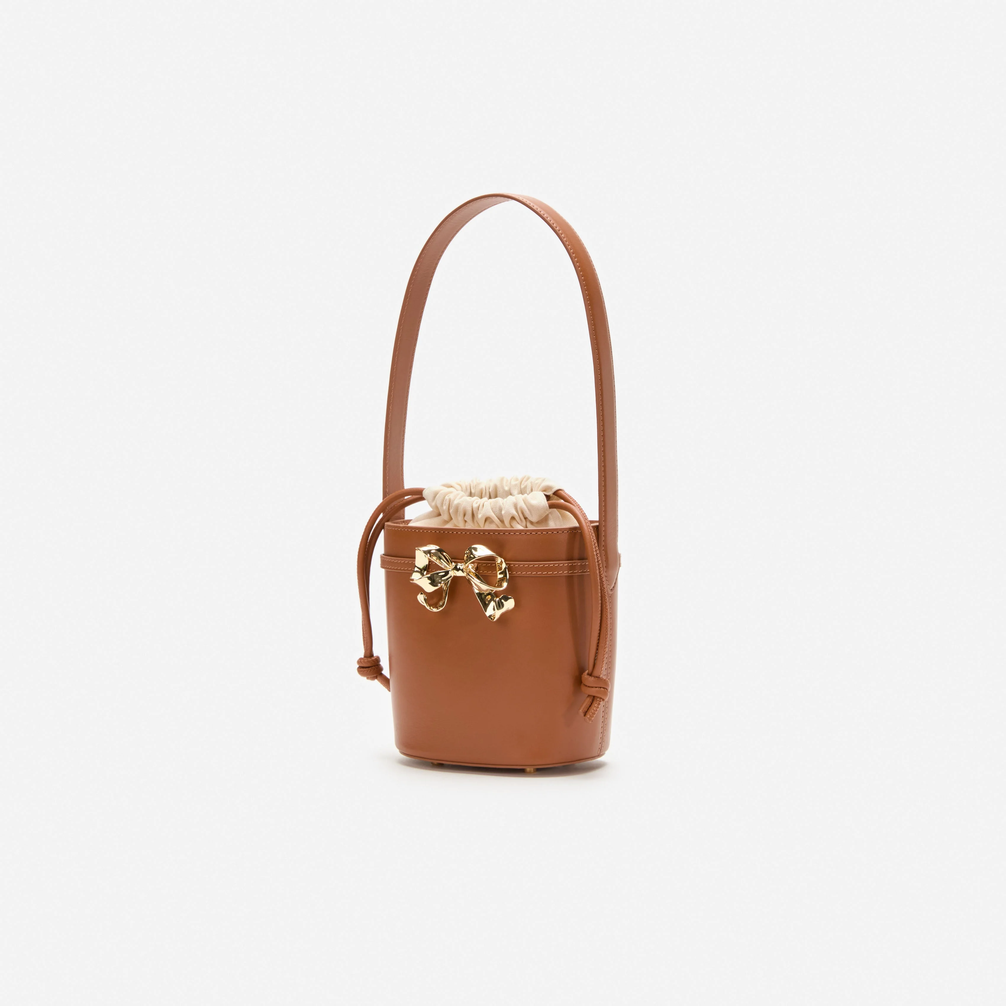 Brown Leather Shoulder Bow Bag - Image 2