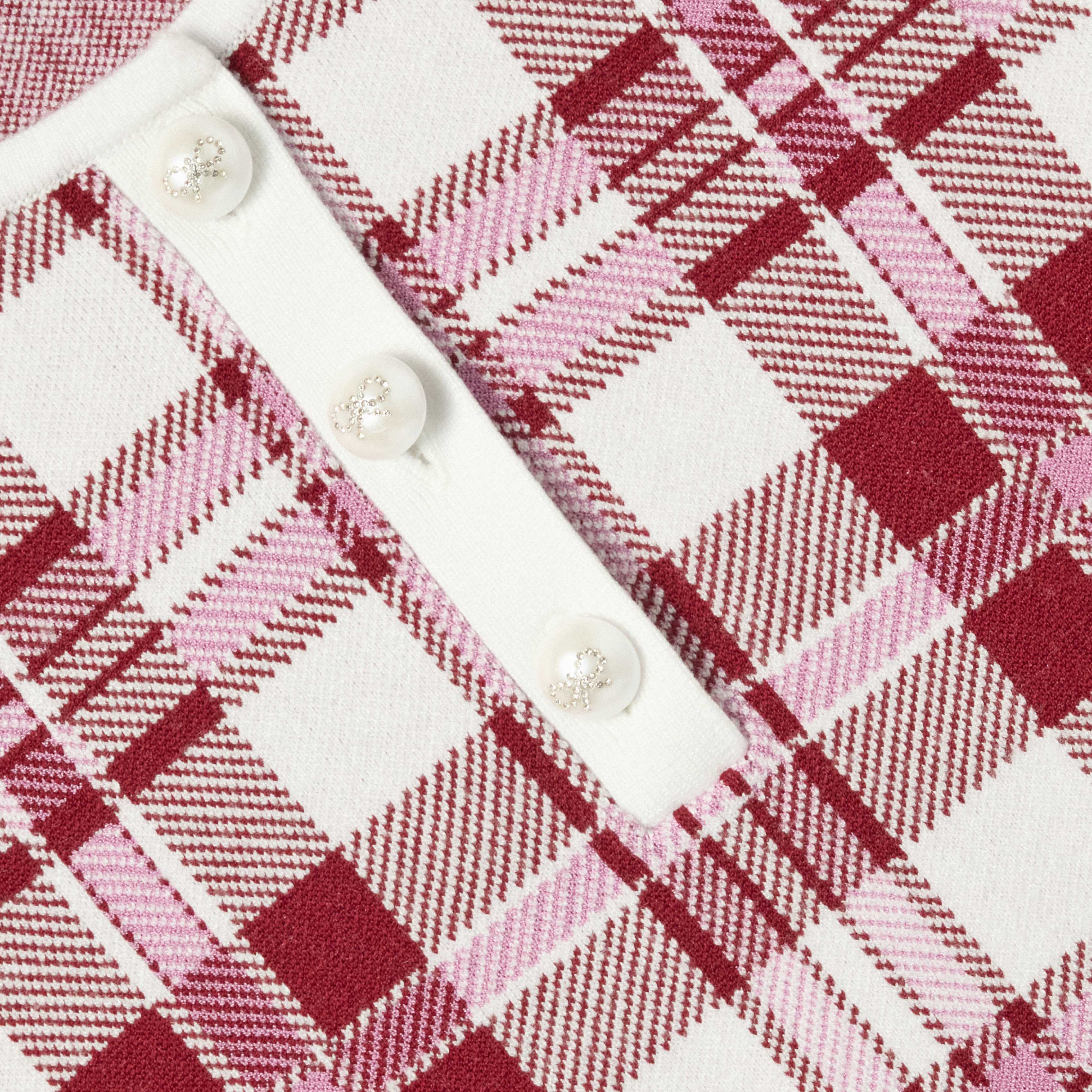 Burgundy Check Knit Dress - Image 3