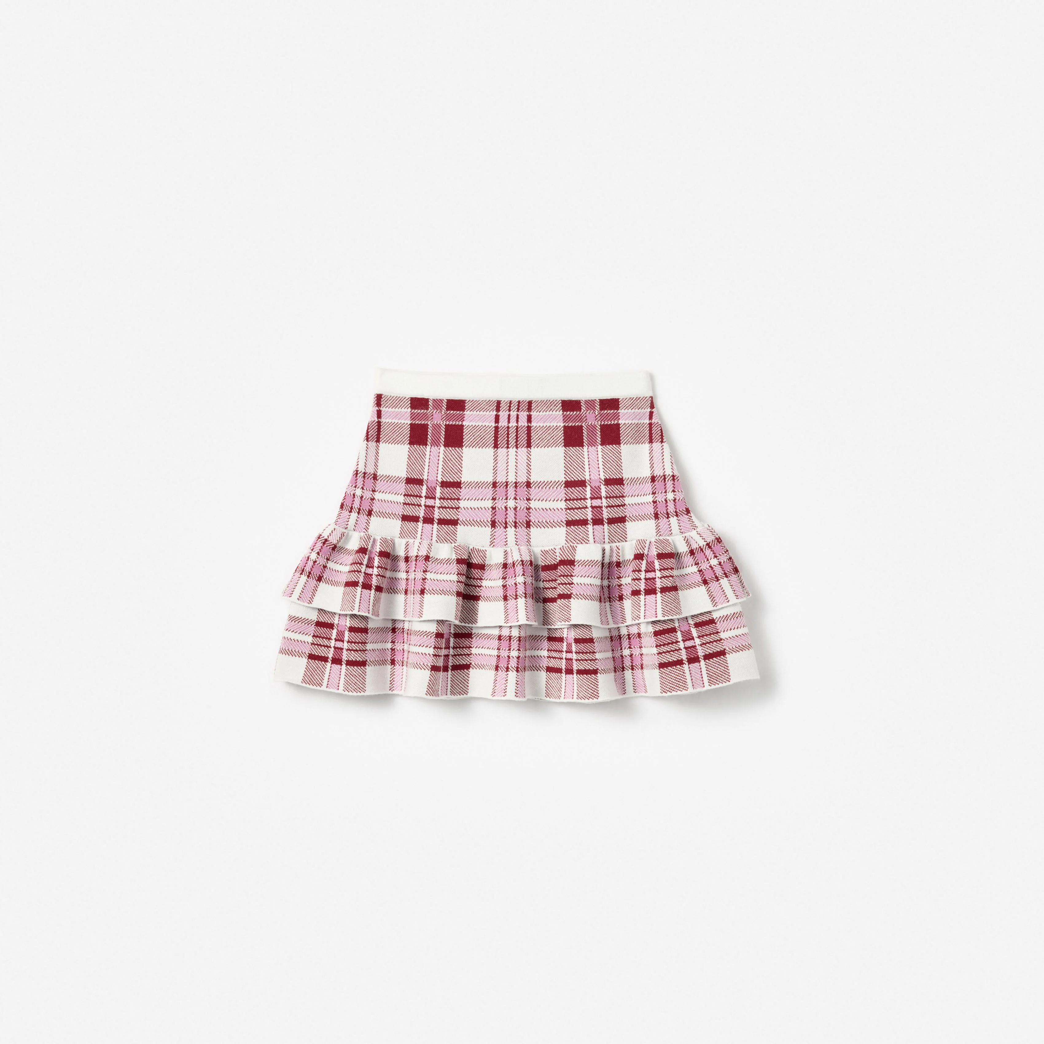 Burgundy Check Knit Skirt - Image 2