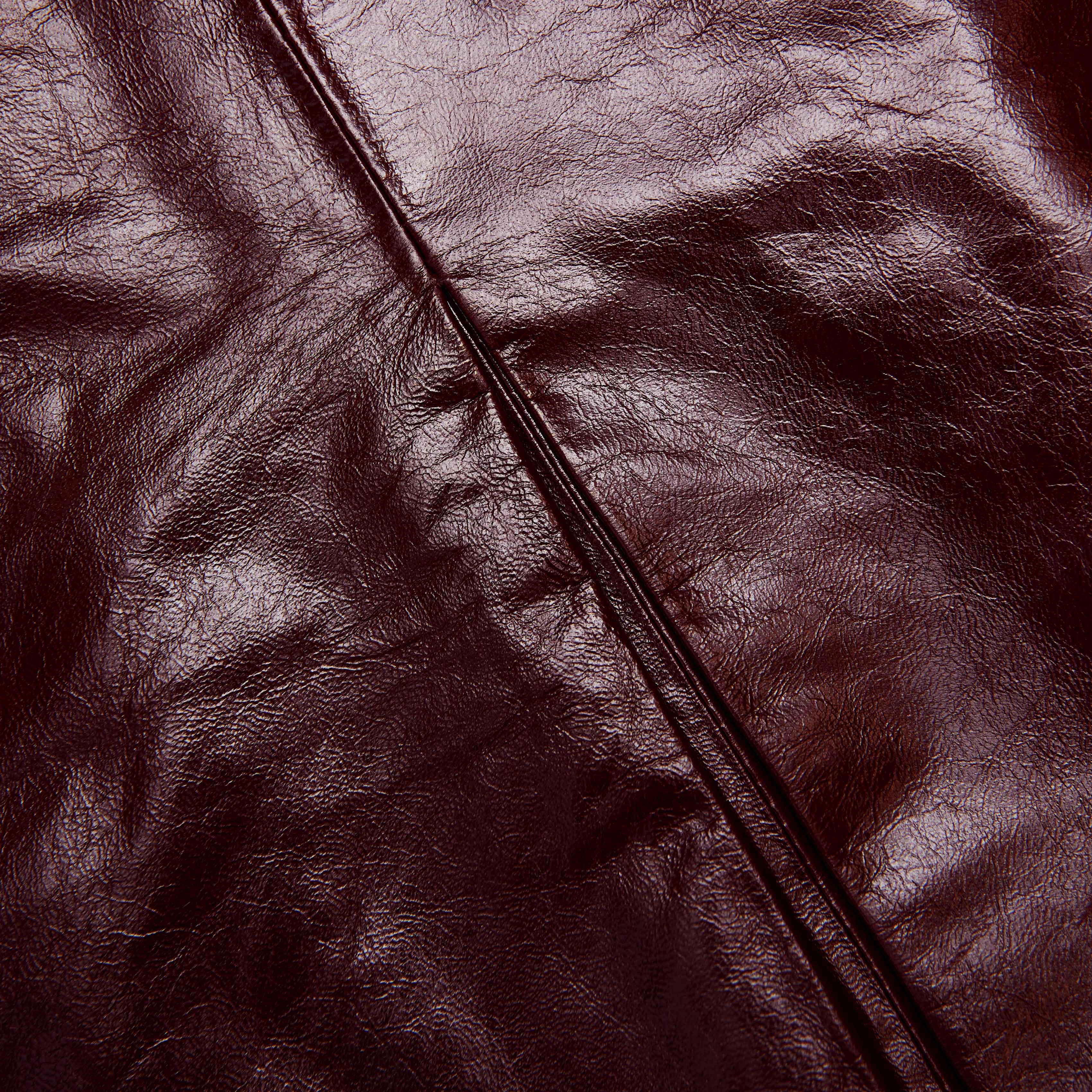 Burgundy Leather Mini Skirt - Image 5
