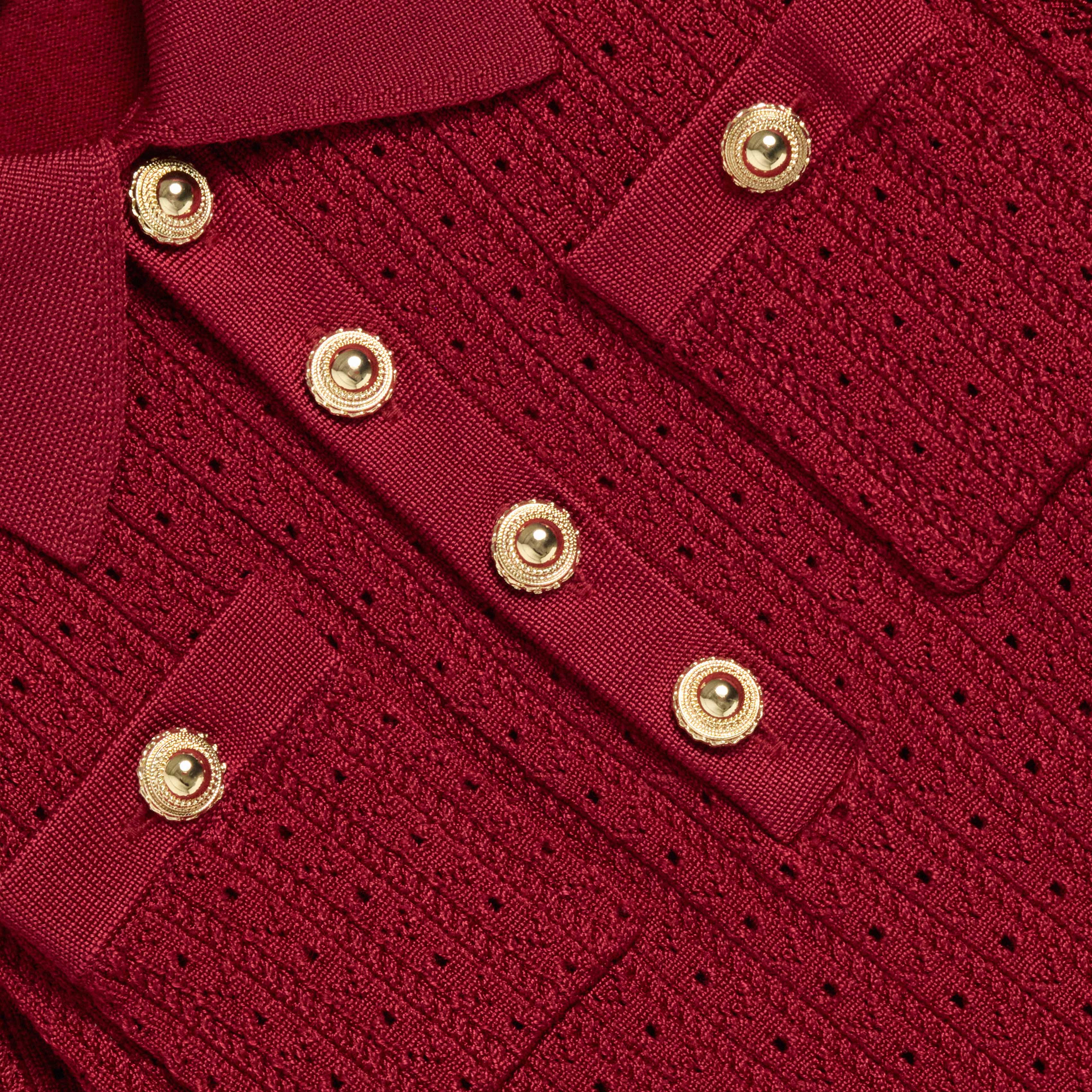Burgundy Pointelle Knit Dress - Image 3