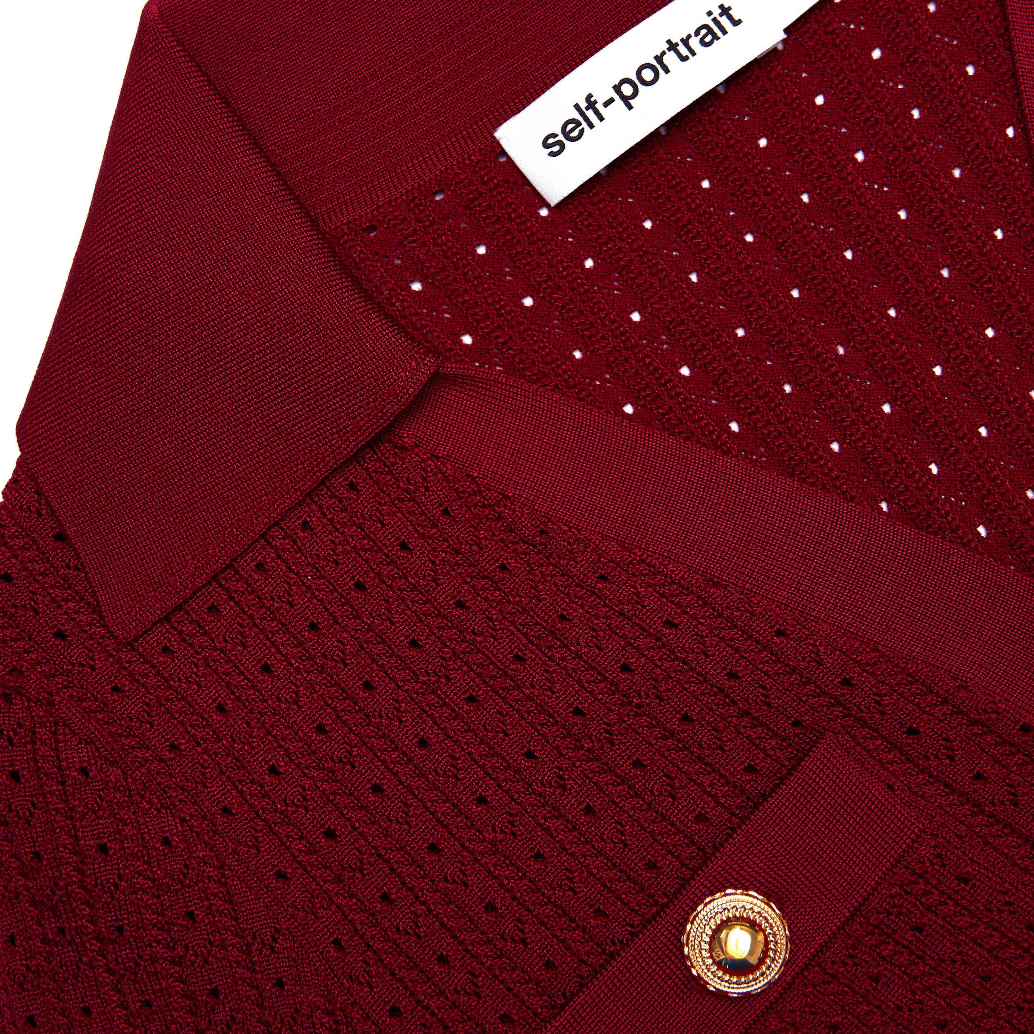 Burgundy Pointelle Knit Mini Dress - Image 5