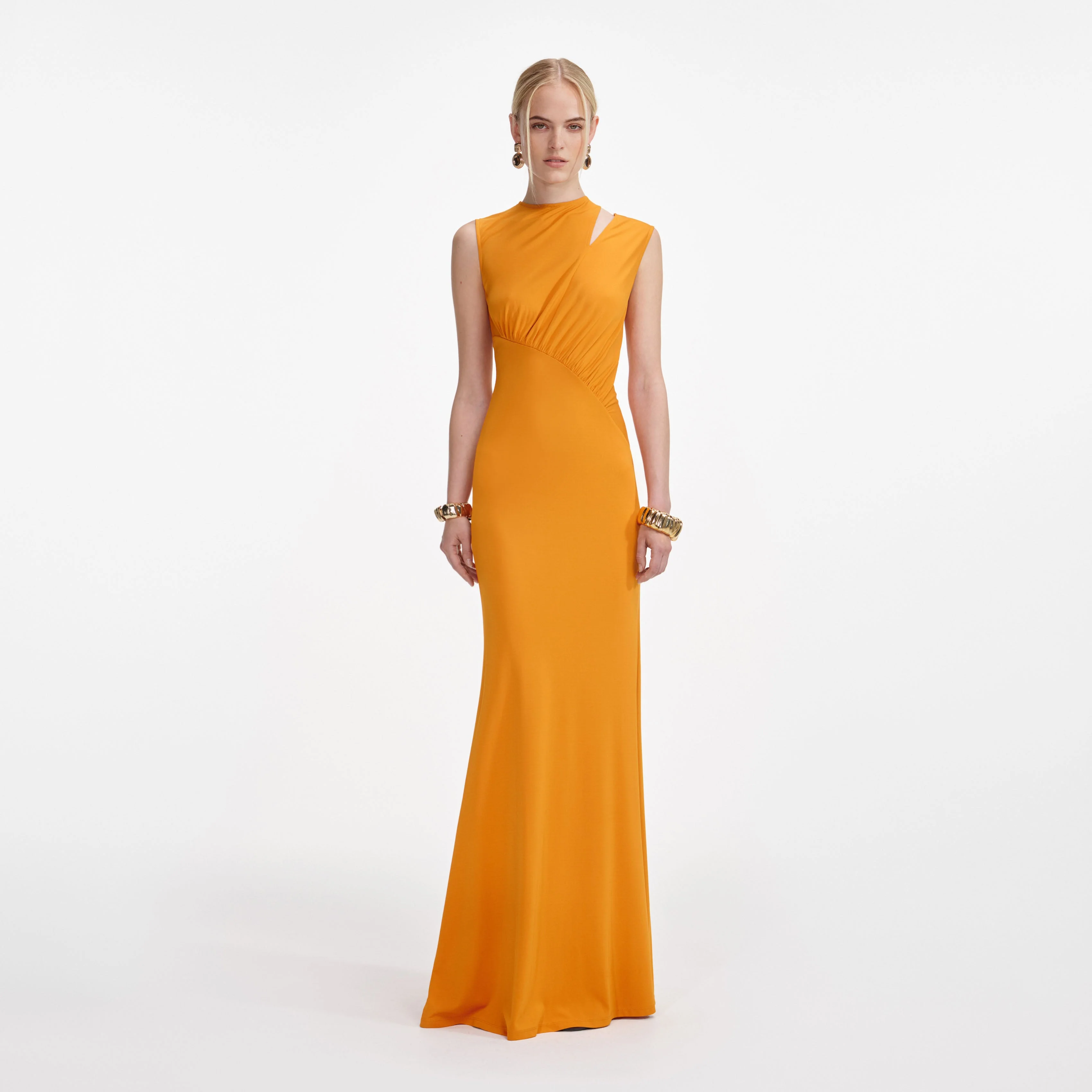 Burnt Orange Jersey Cut Out Maxi Dress