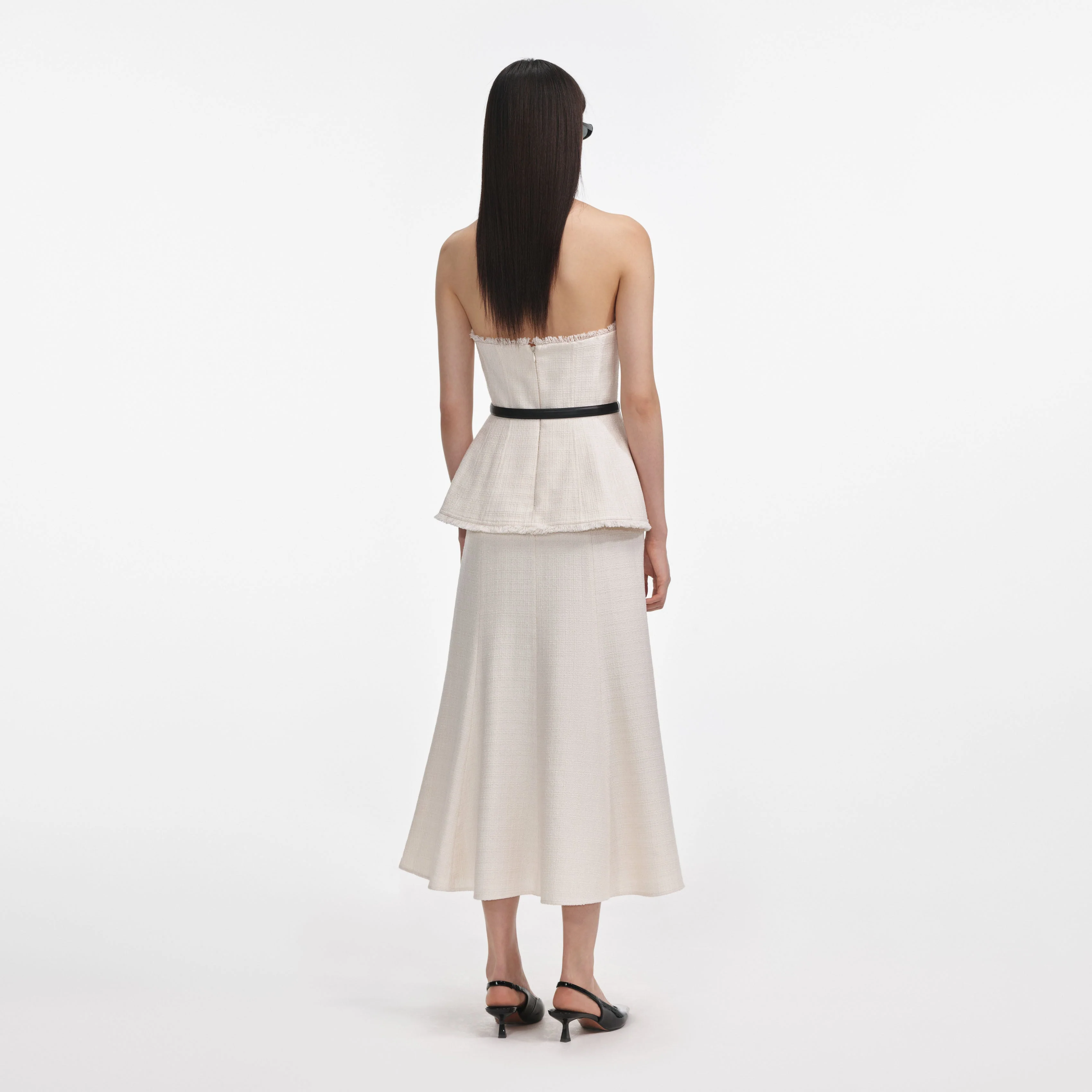 Cream Boucle Bandeau Midi Dress - Image 3