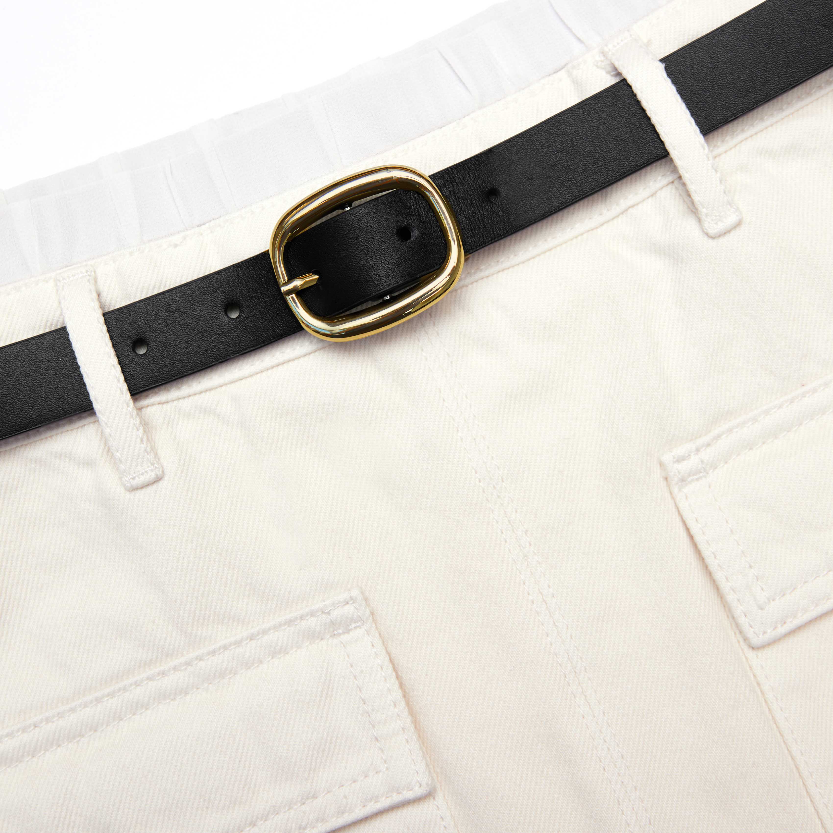 Cream Denim Midi Skirt - Image 5