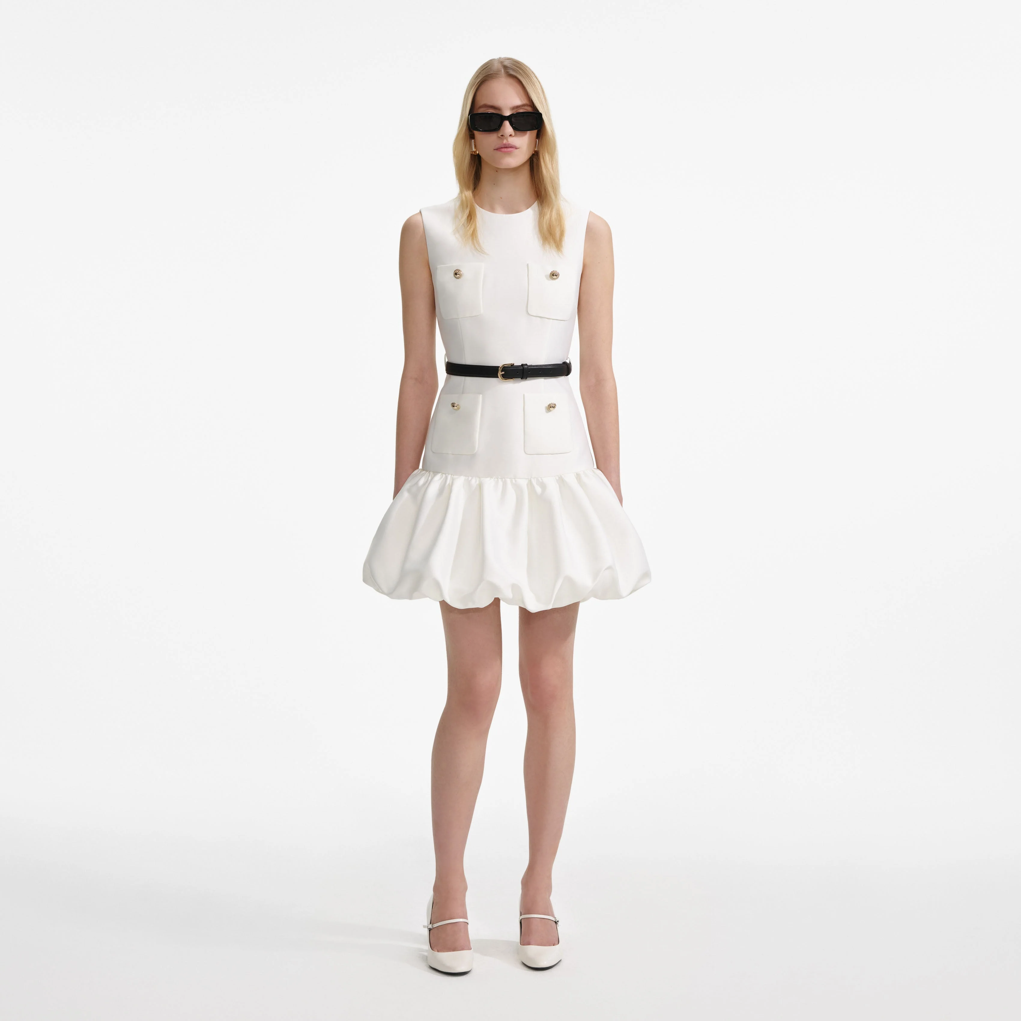 Cream Taffeta Mini Dress