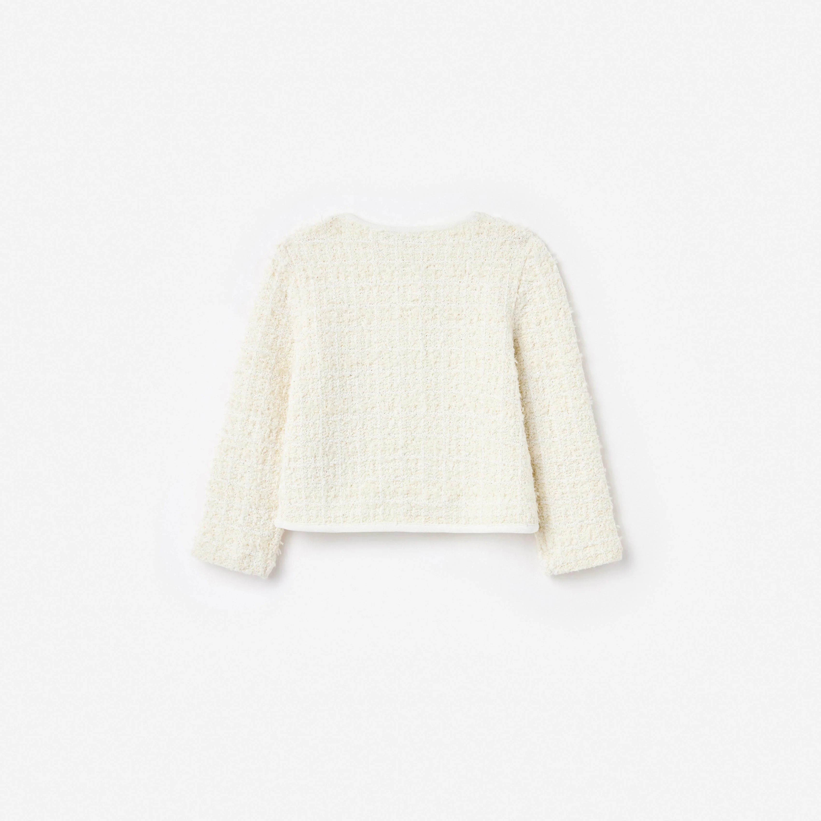 Cream Textured Bow Detail Cardigan - Image 2