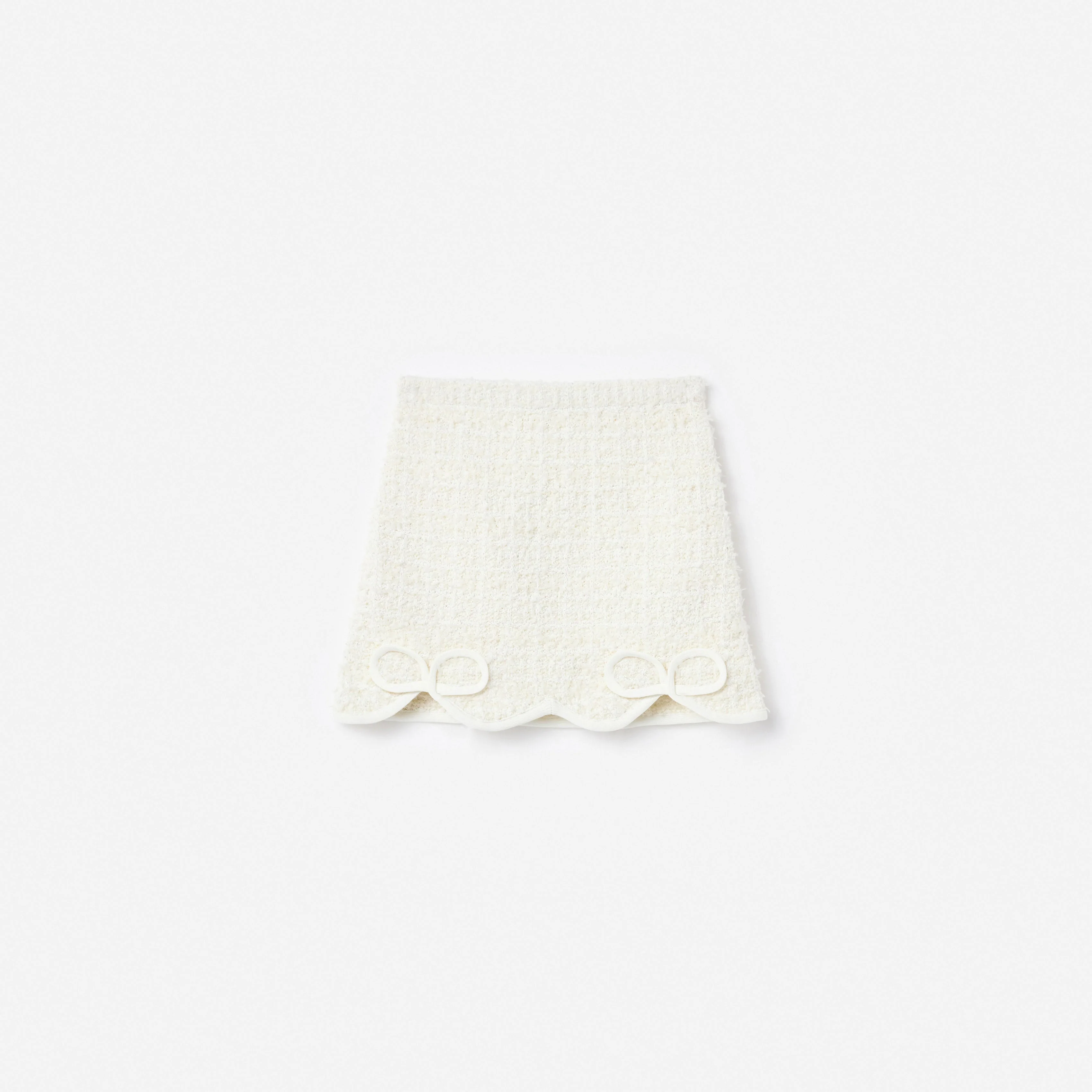 Cream Textured Bow Detail Knit Skirt