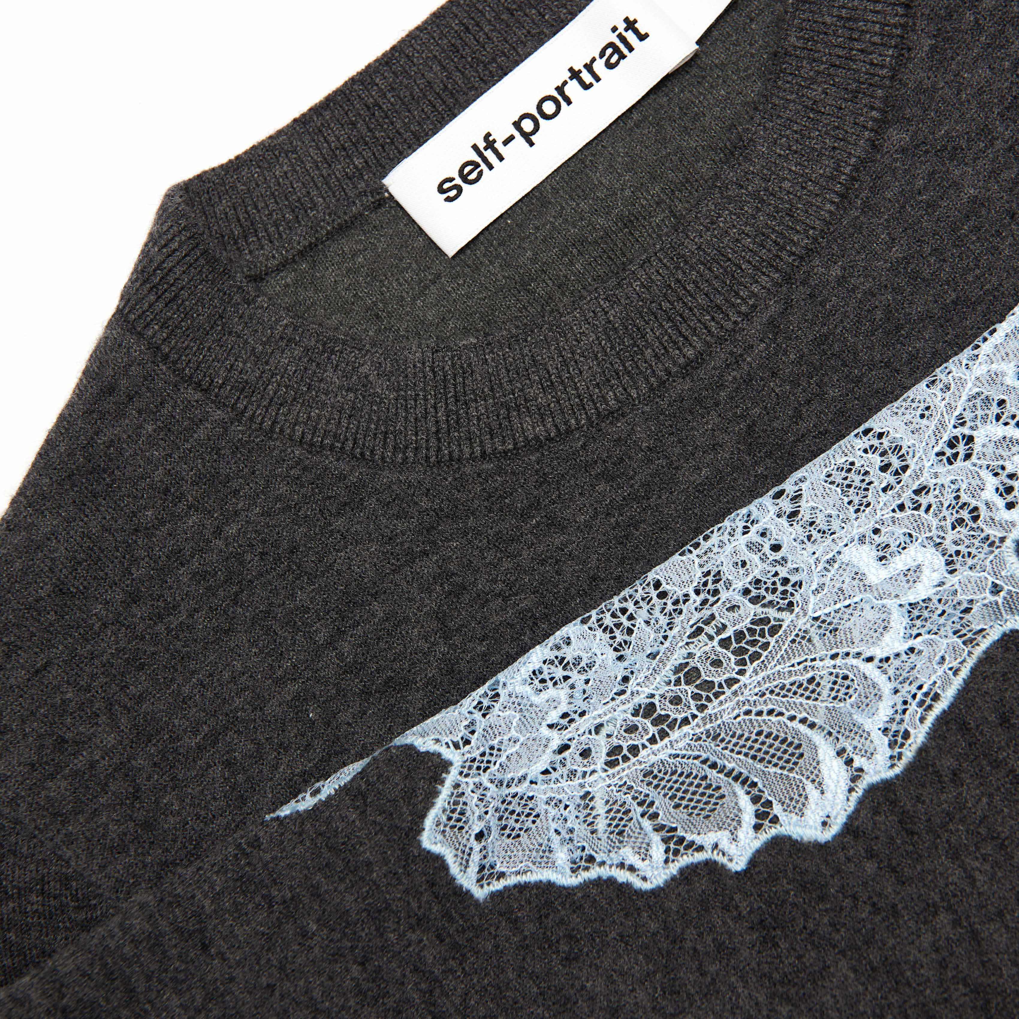 Grey Contrast Lace Jumper - Image 5