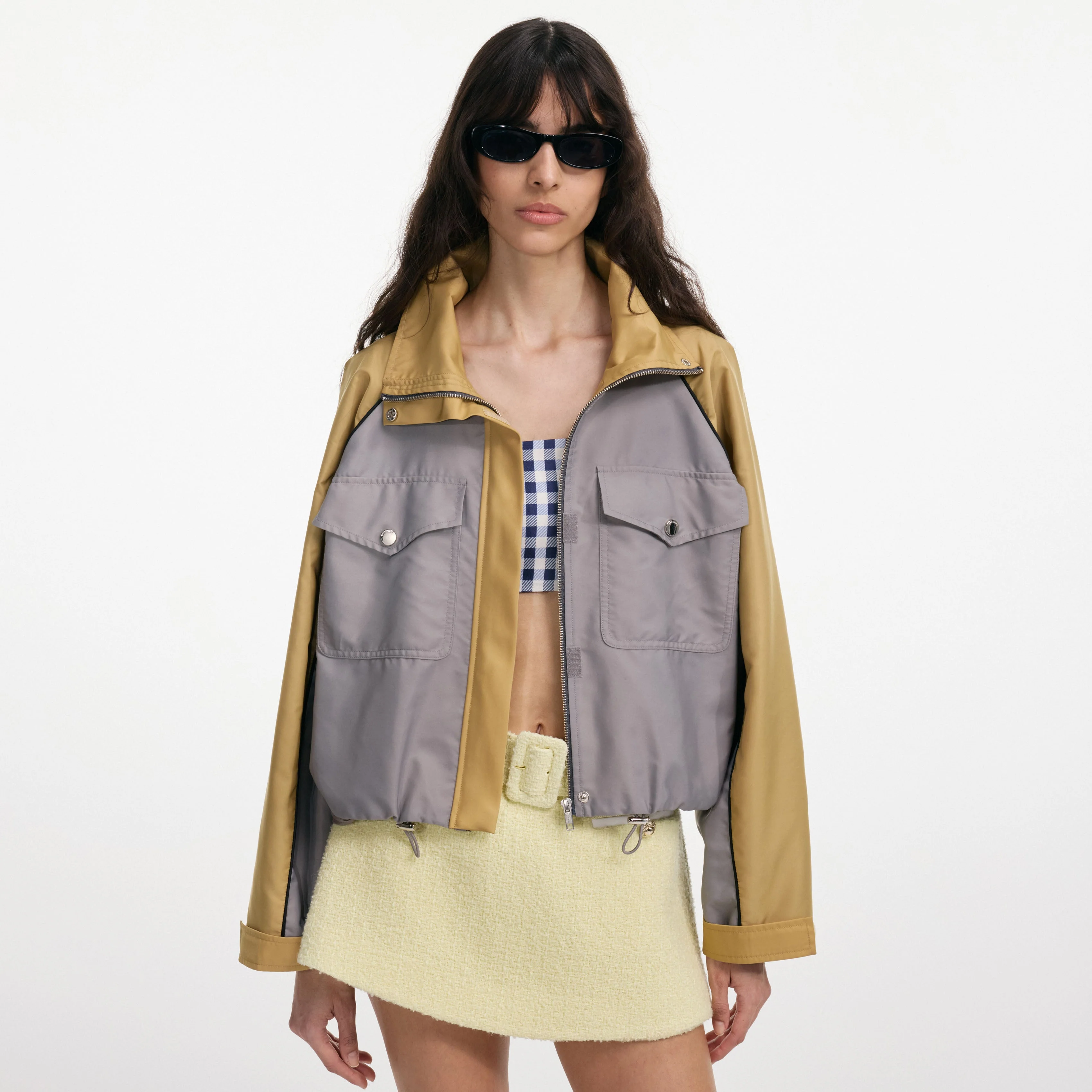 Grey Nylon Cropped Windbreaker - Image 4