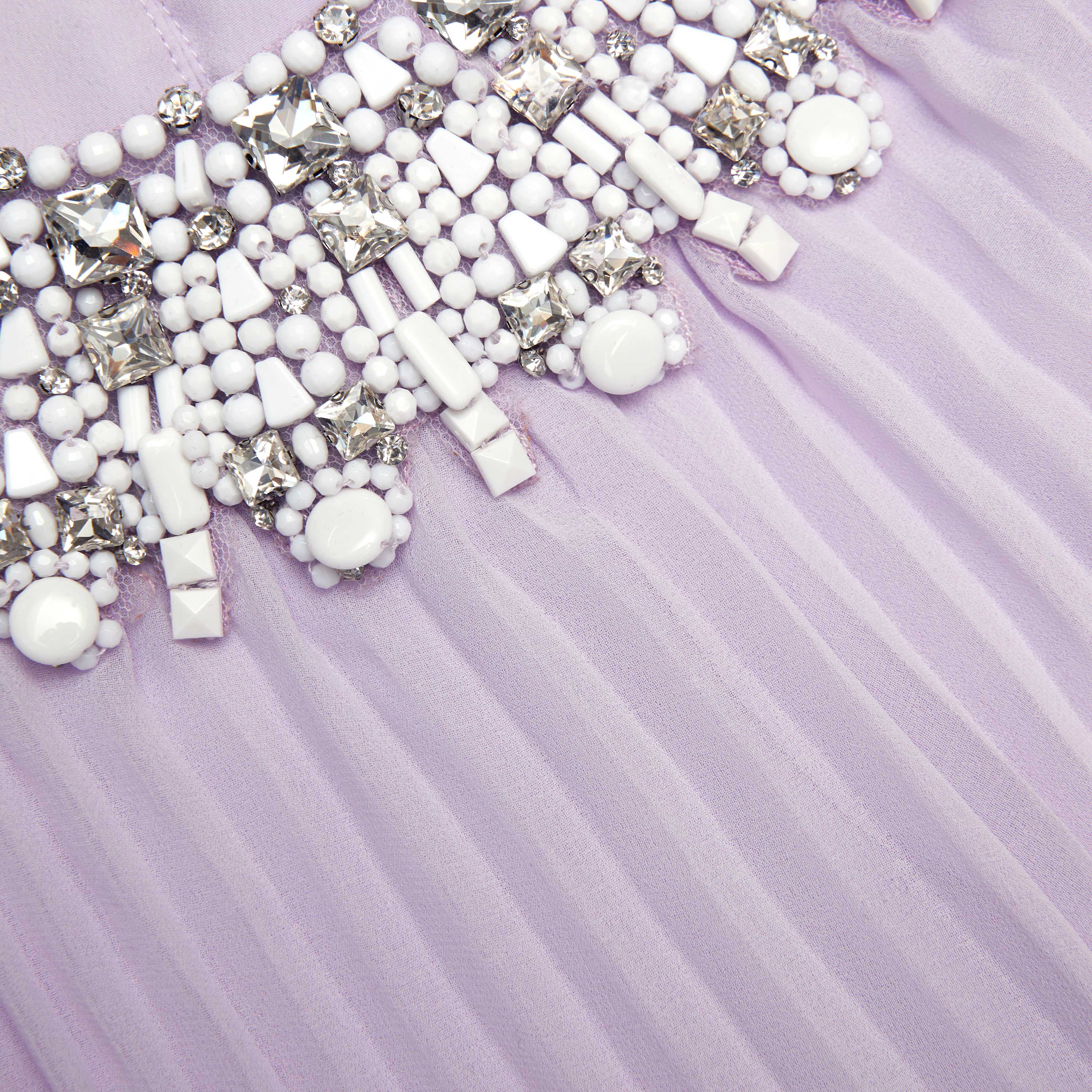 Lilac Chiffon Feather Midi Dress - Image 5