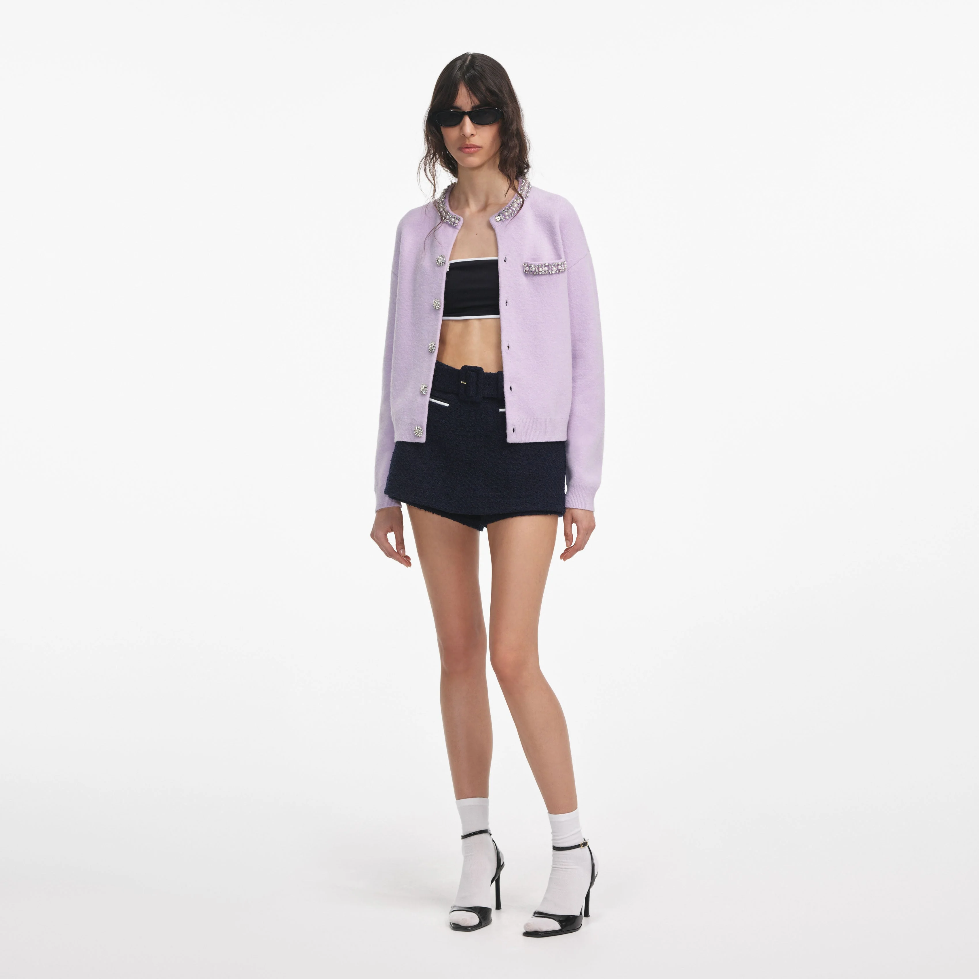 Lilac Crystal Trim Cardigan - Image 2