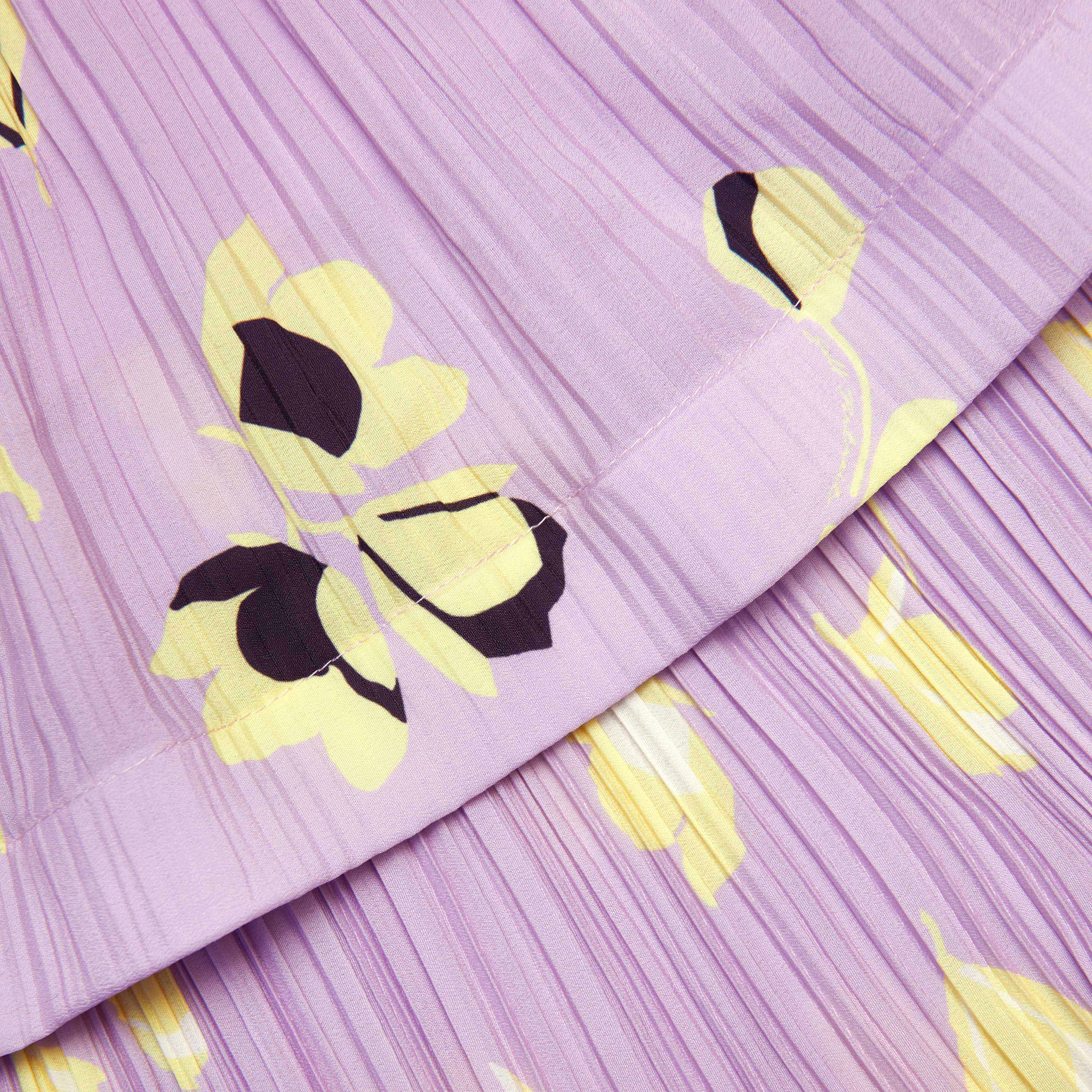 Lilac Floral Plisse Midi Dress - Image 5