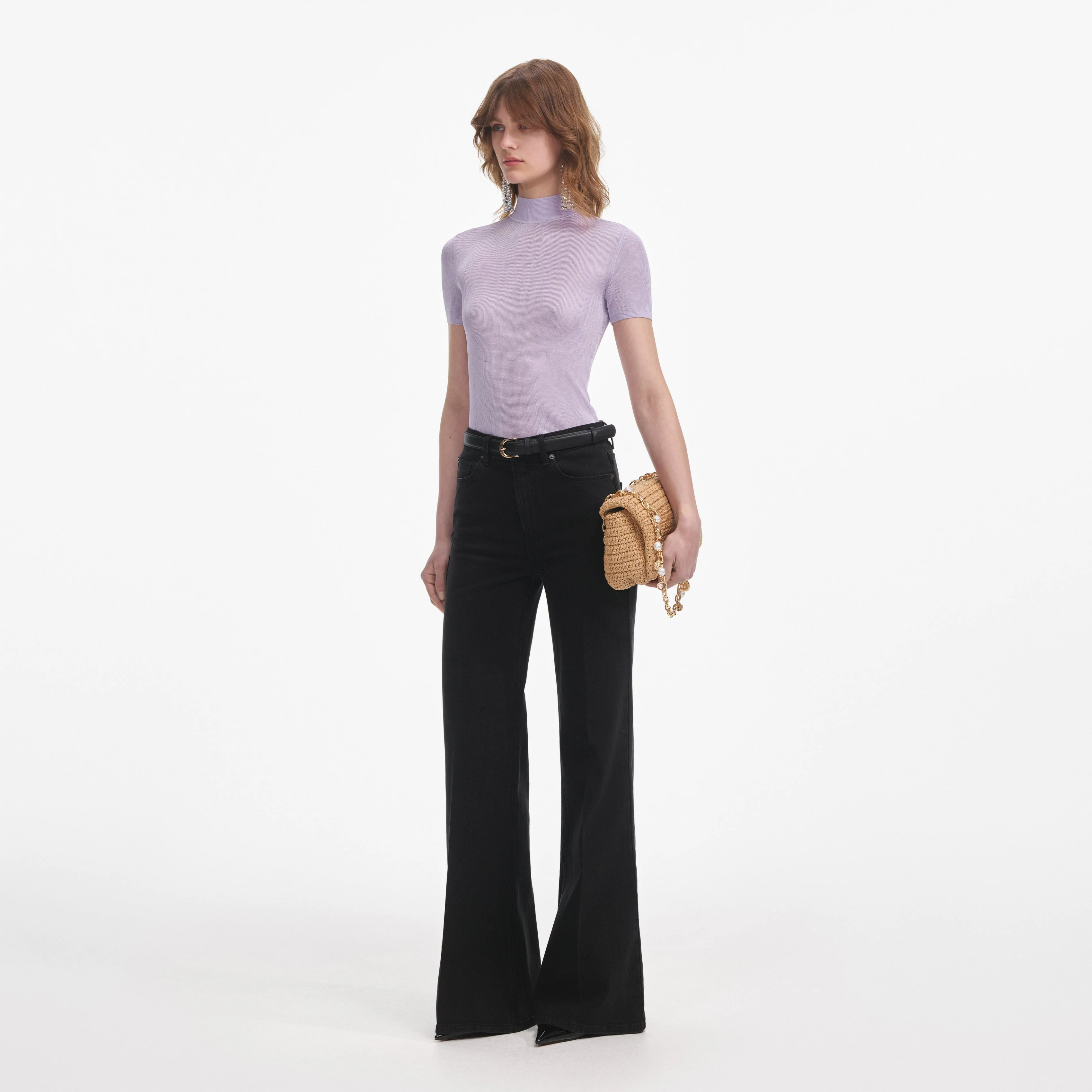 Lilac Viscose Knit Short Sleeve Top - Image 2