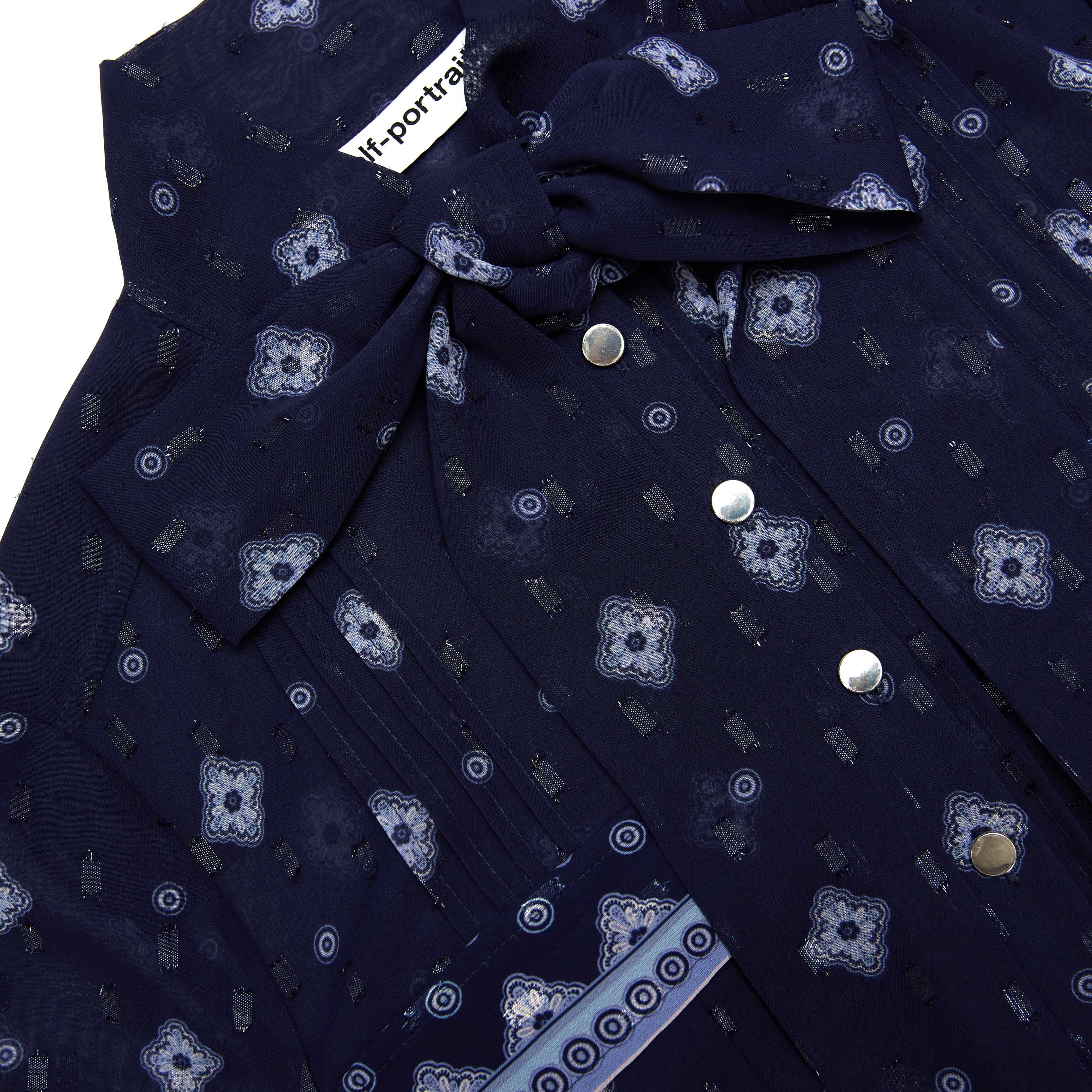 Navy Printed Chiffon Midi Dress - Image 5