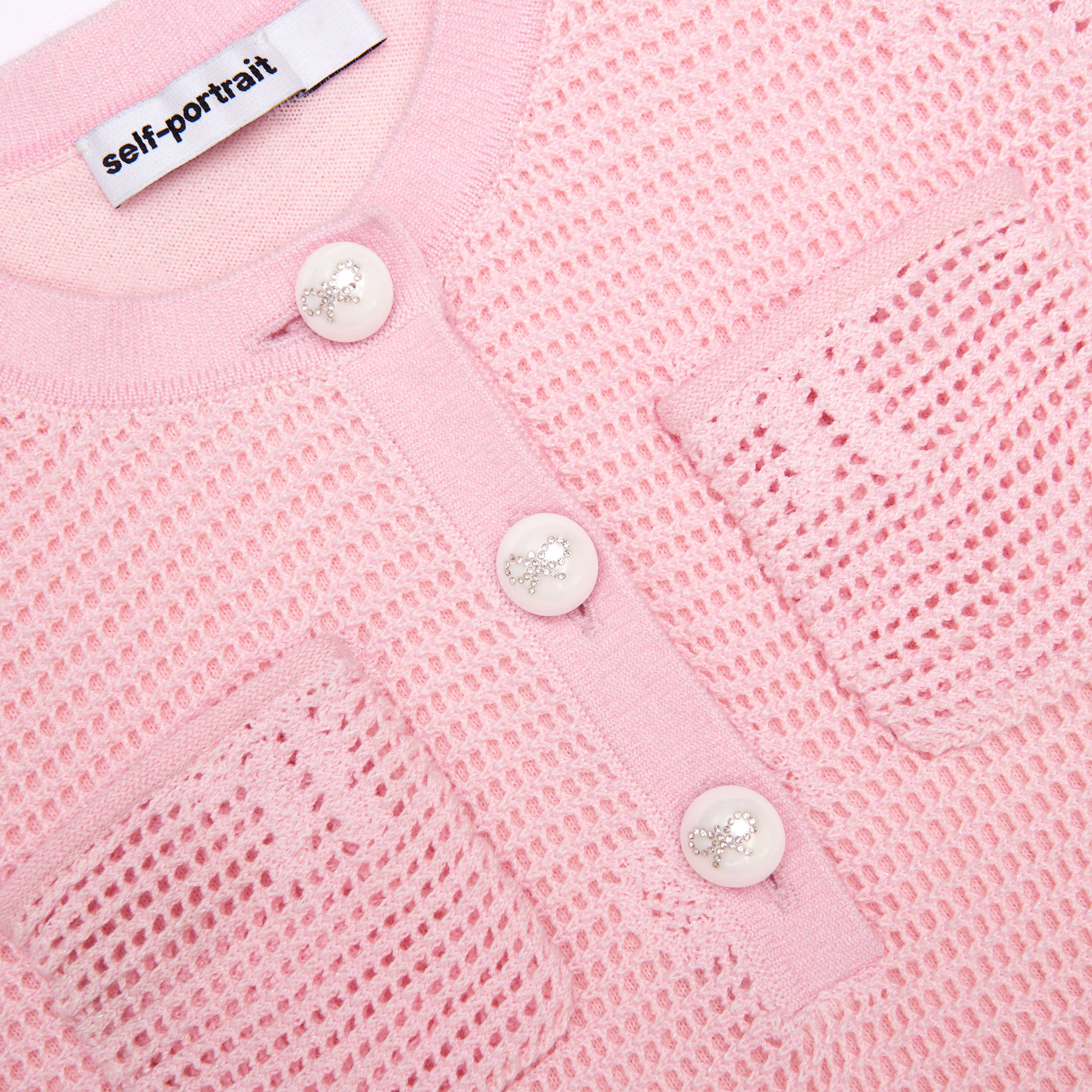 Pink Bow Crochet Knit Dress - Image 4