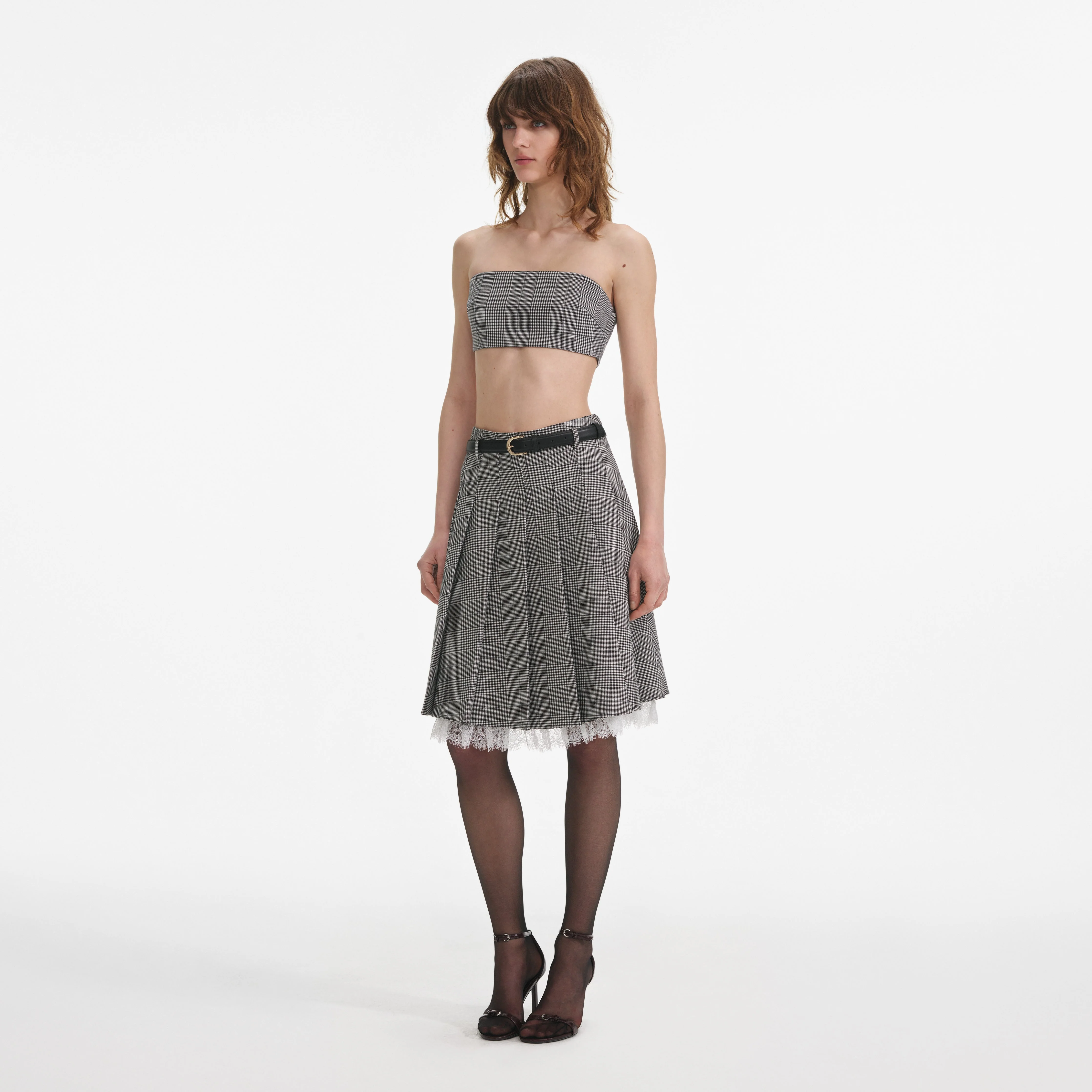 Prince Of Wales Check Pleated Midi Skirt - Image 2