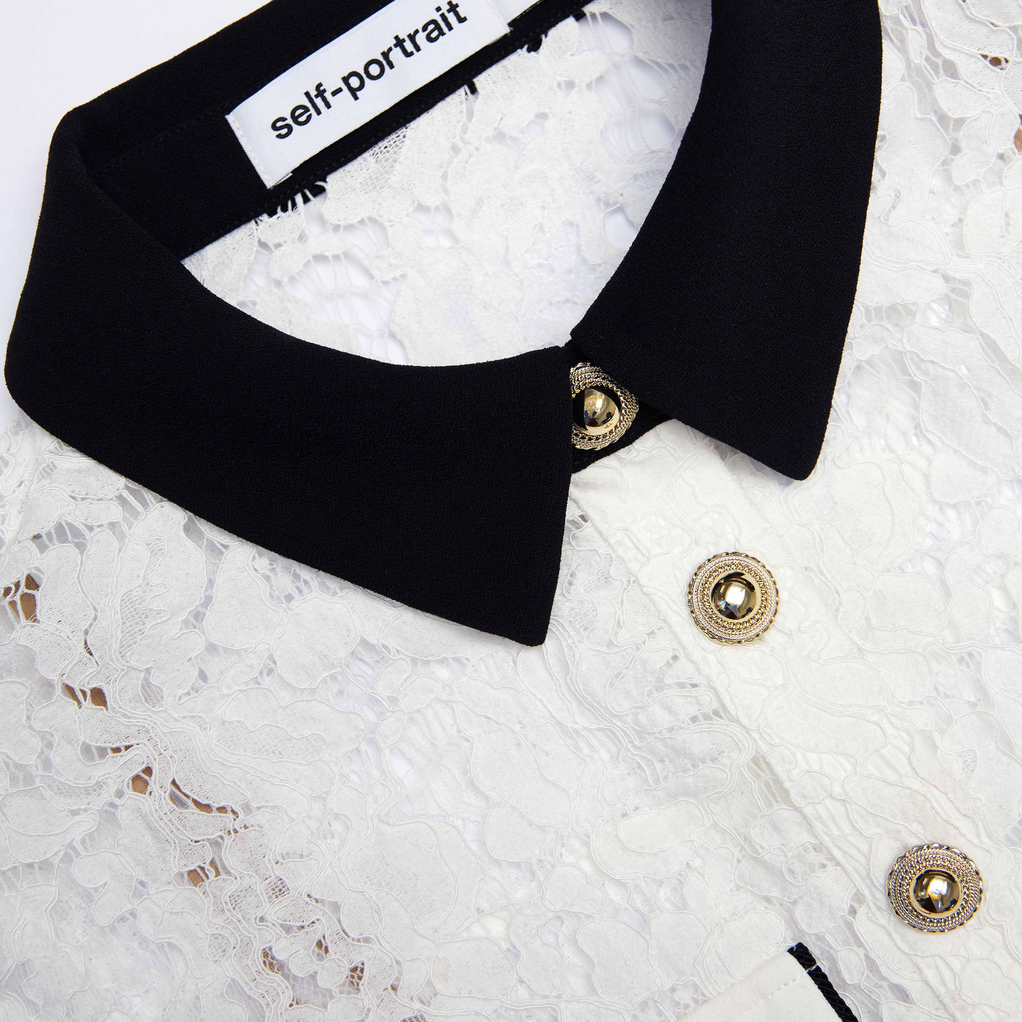 White Lace Contrast Collar Mini Dress - Image 5