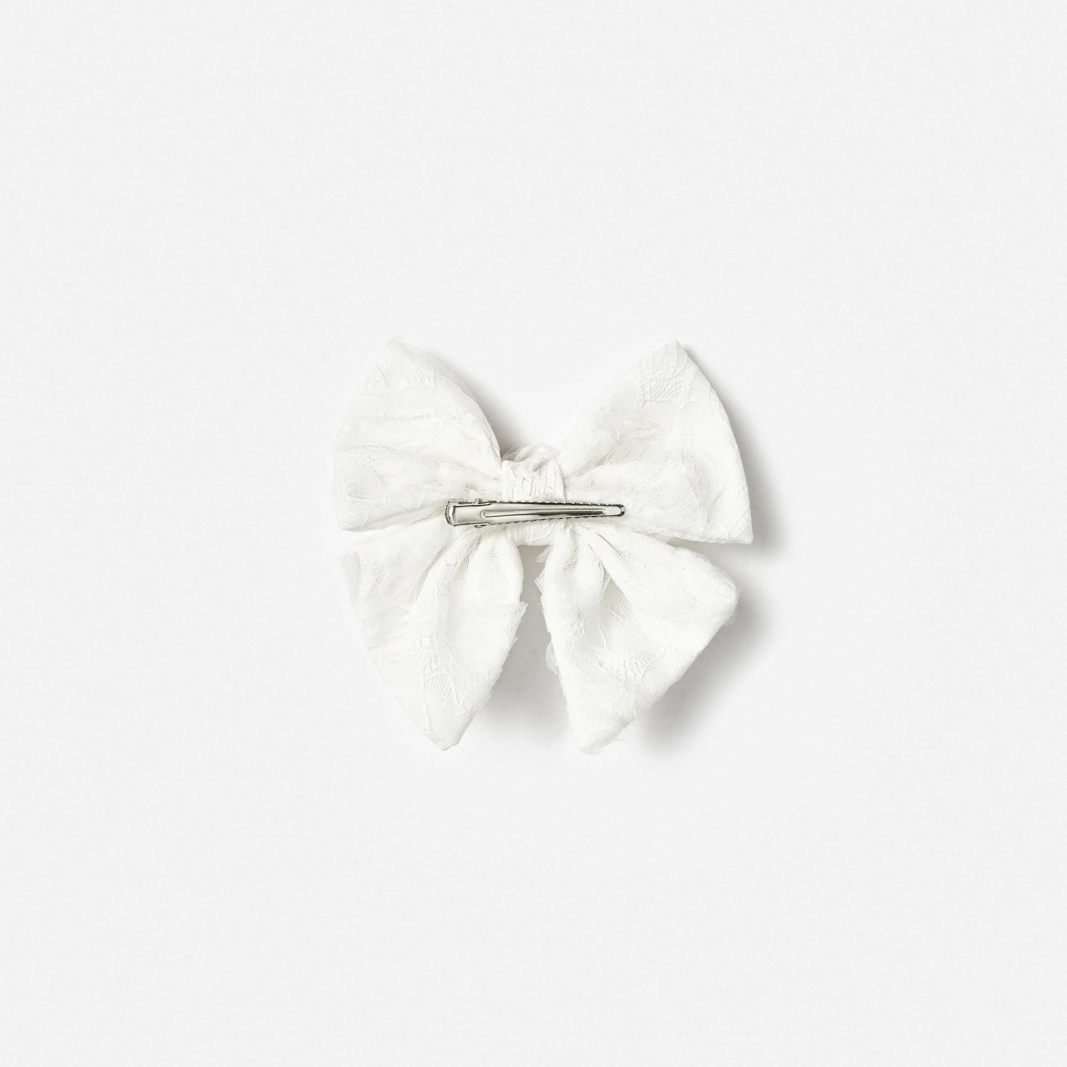 White Lace Hair Bow - Image 2