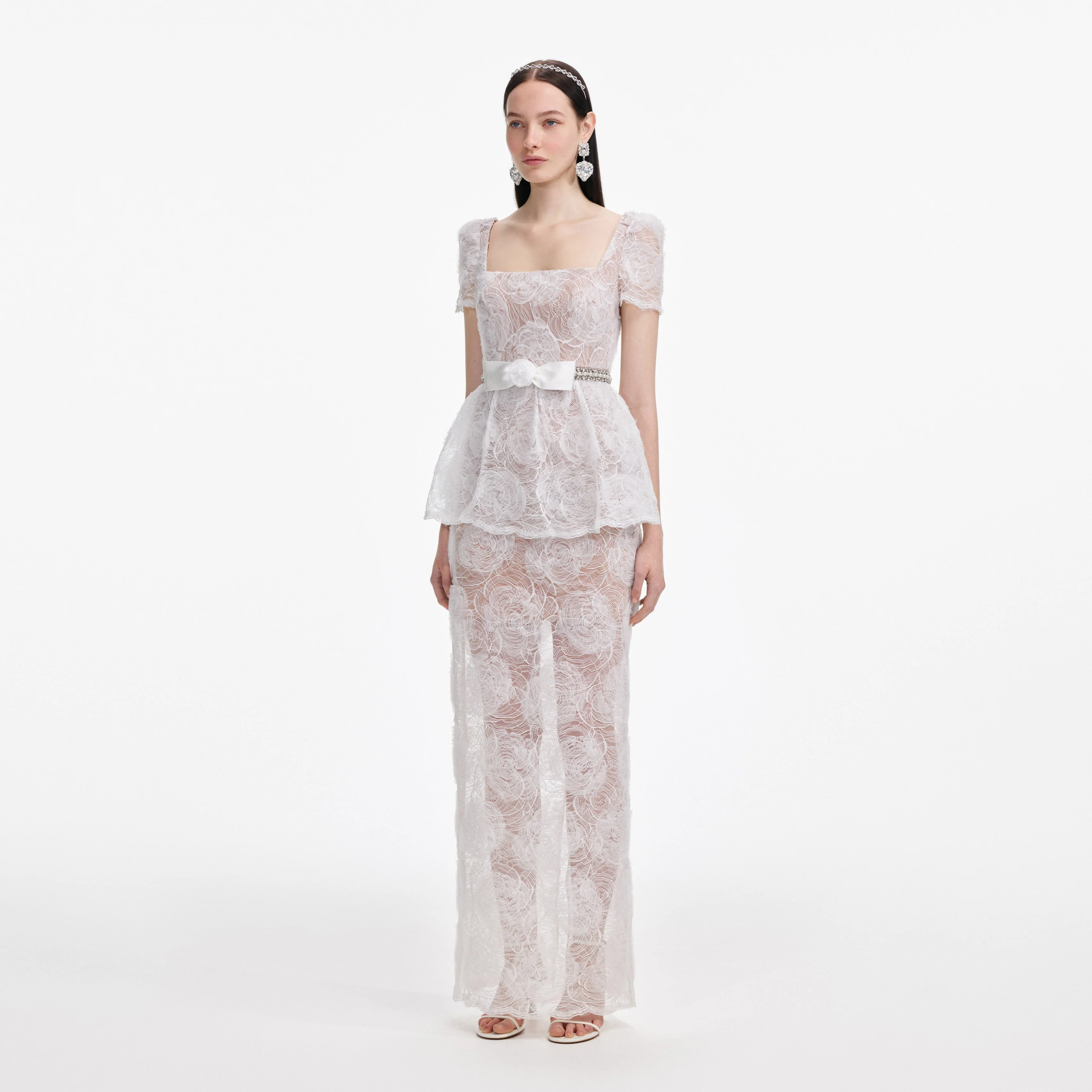 White Tulle Lace Maxi Dress - Image 2