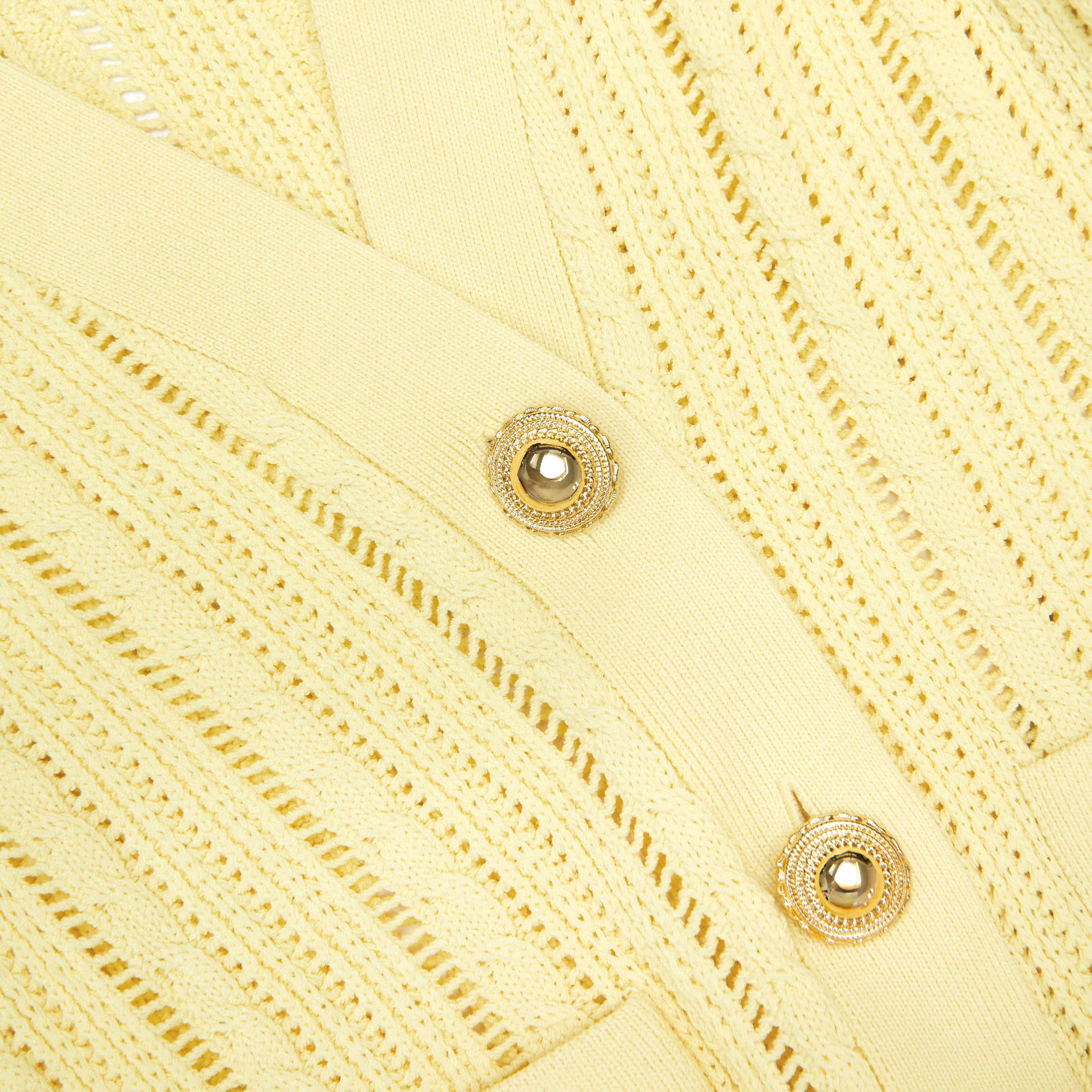 Yellow Knit Peplum Midi Dress - Image 5